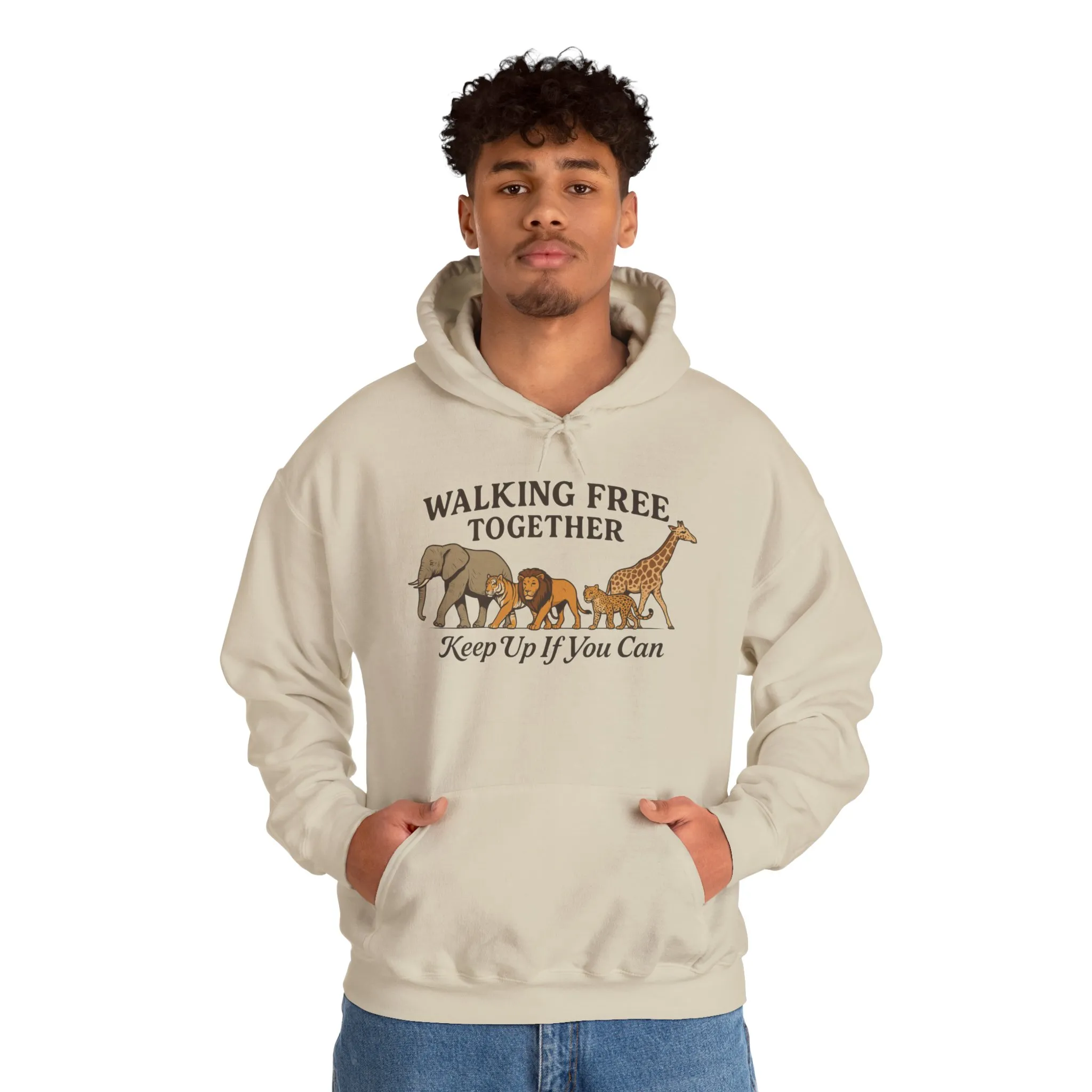 Spirit of the Wild Lion Mens Hoodie - Vacation Mode Funny Jungle King Graphic Pullover for Men, Wildlife Lovers Gift, Cozy Nature Hoodie