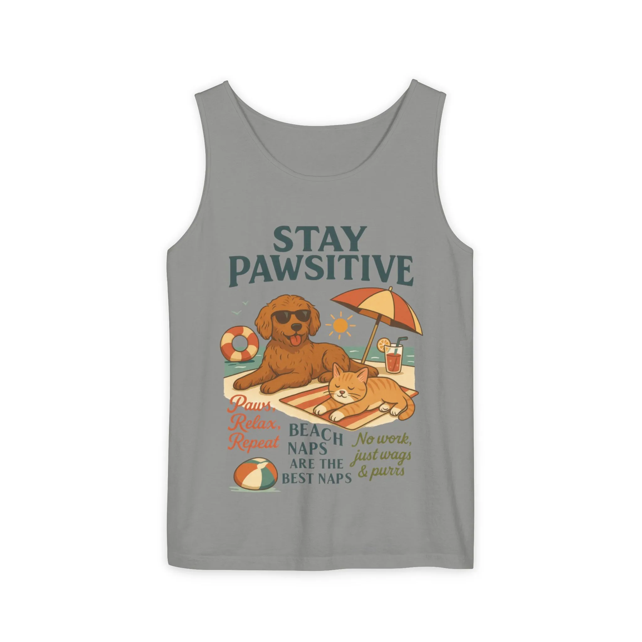 Stay Pawsitive Womens Tank, Cute Dog & Cat Beach Tee, Summer Pet Lover Tee, Animal Graphic Heavy Cotton Tee, Fun Pet Lovers Gift, Summer Top - Image 13
