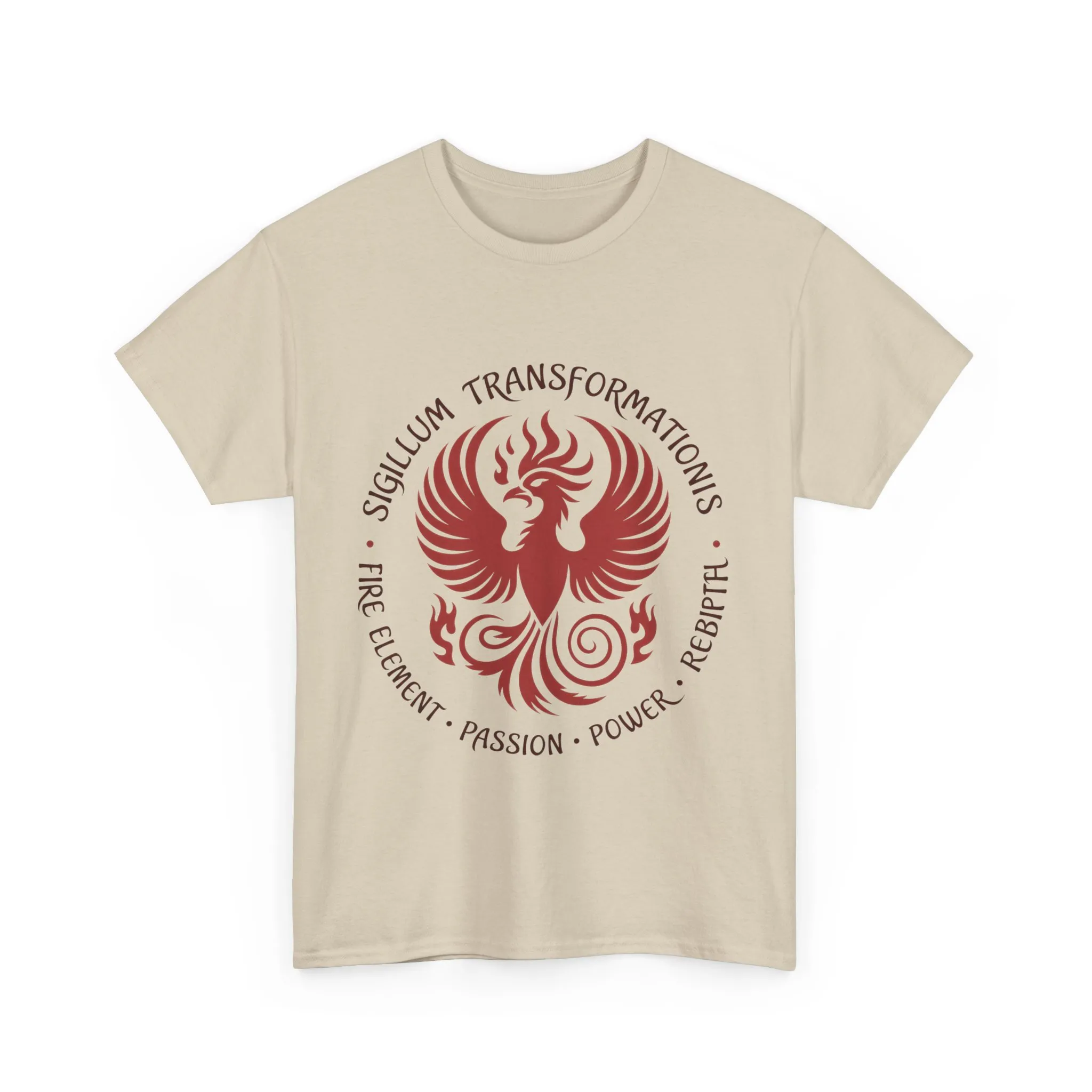 Phoenix Fire Element T-Shirt, Sigillum Transformationis Seal, Passion Power Rebirth Totem, Phoenix Symbol Unisex Tee, Spiritual Tee - Image 5
