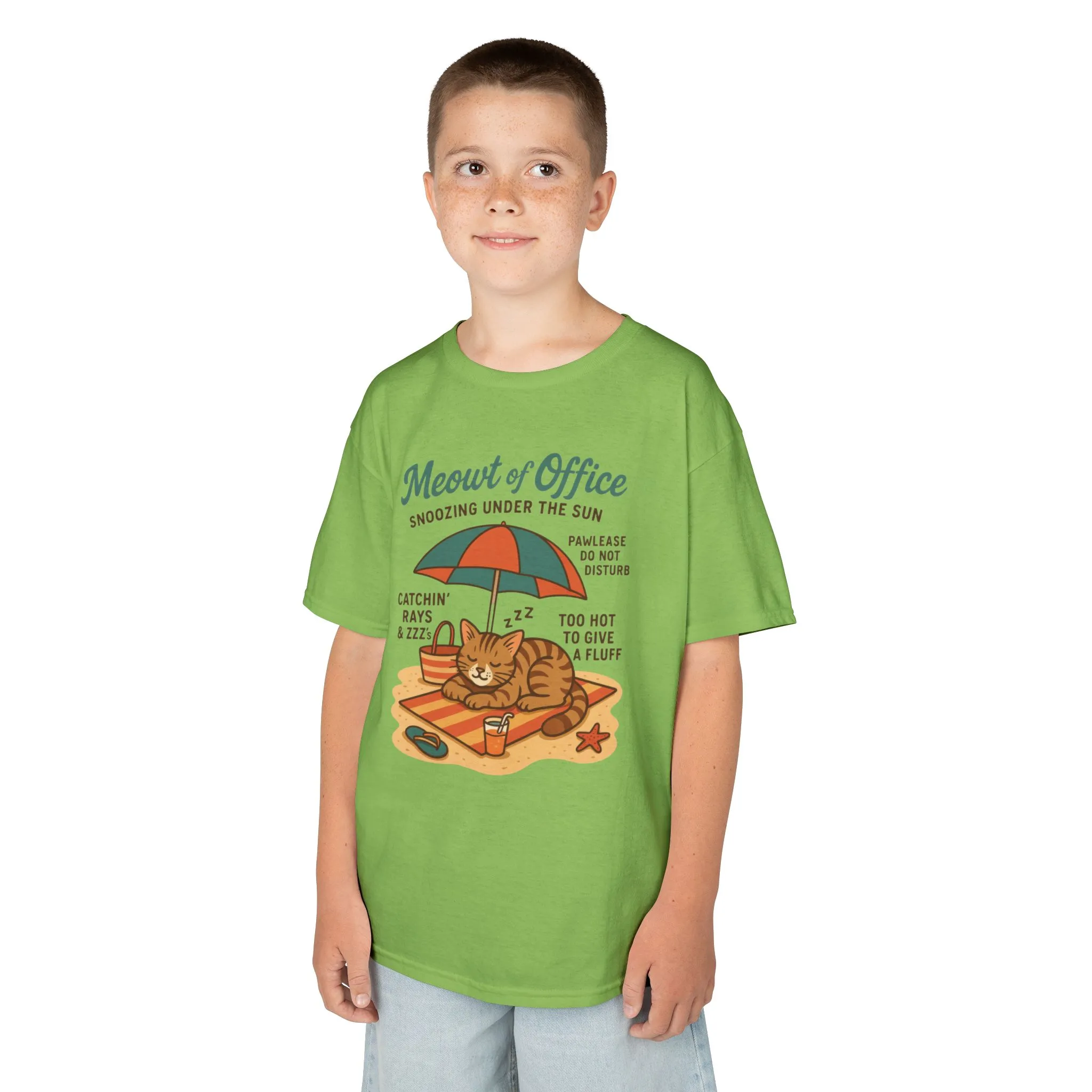 Kids Cat-Themed T-Shirt - Meowt of Office, Cute Summer Tee, Cat Lover Gift, Fun Playwear, Summer Beach Vacation Tee - Image 15