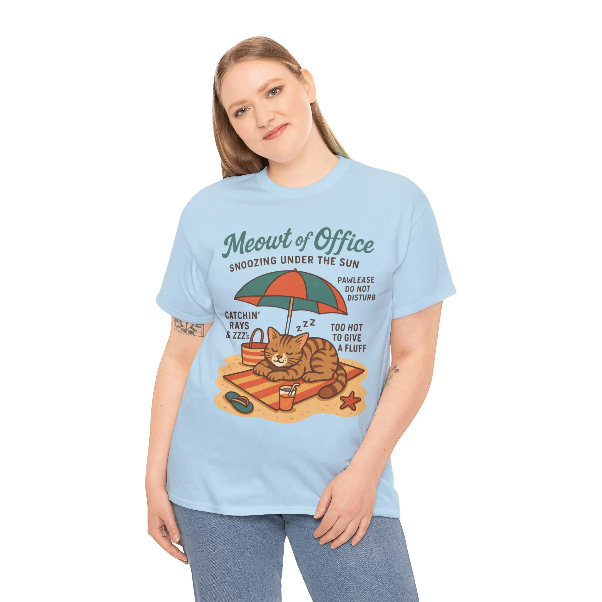Cat Shirt, Cute Beach Cat Womens T-Shirt, Funny Summer Vacation Tee, Lazy Cat Humor Gift, Cat Lover T-Shirt, Vacation Humor Tee - Image 24