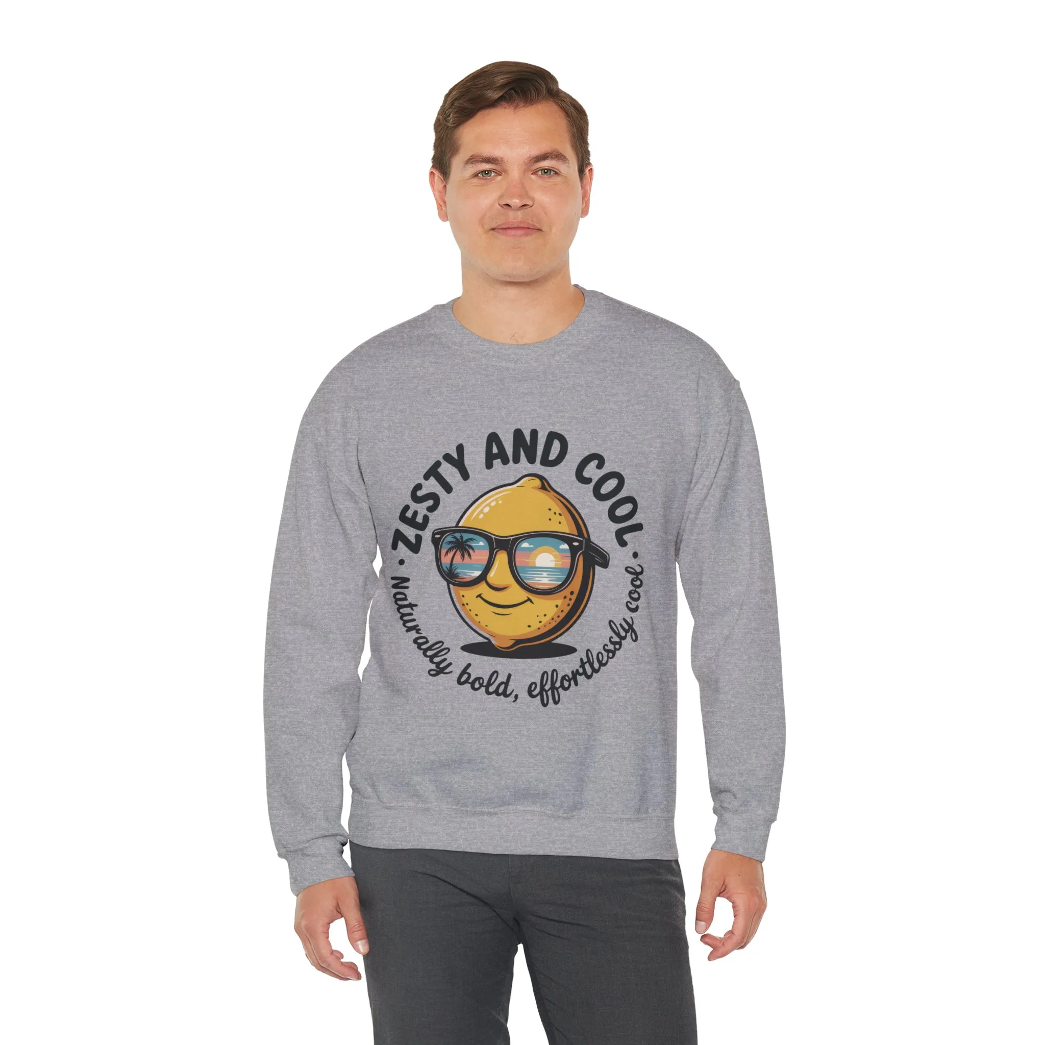 Zesty Lemon Mens Crewneck Sweatshirt - Fun Gift for Friends, Cool Casual Style, Summer Vibes, Mens Graphic Apparel, Perfect for Relaxing - Image 15