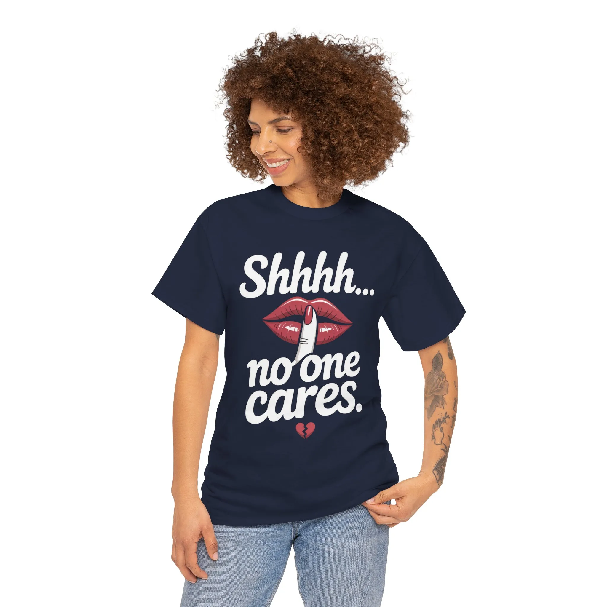Shhh No One Cares Shirt, Sassy Funny Graphic Tee for Women, Sarcastic Lips Tank Top, Bold Attitude T-Shirt, Tee with Bold Statement Design - Image 15