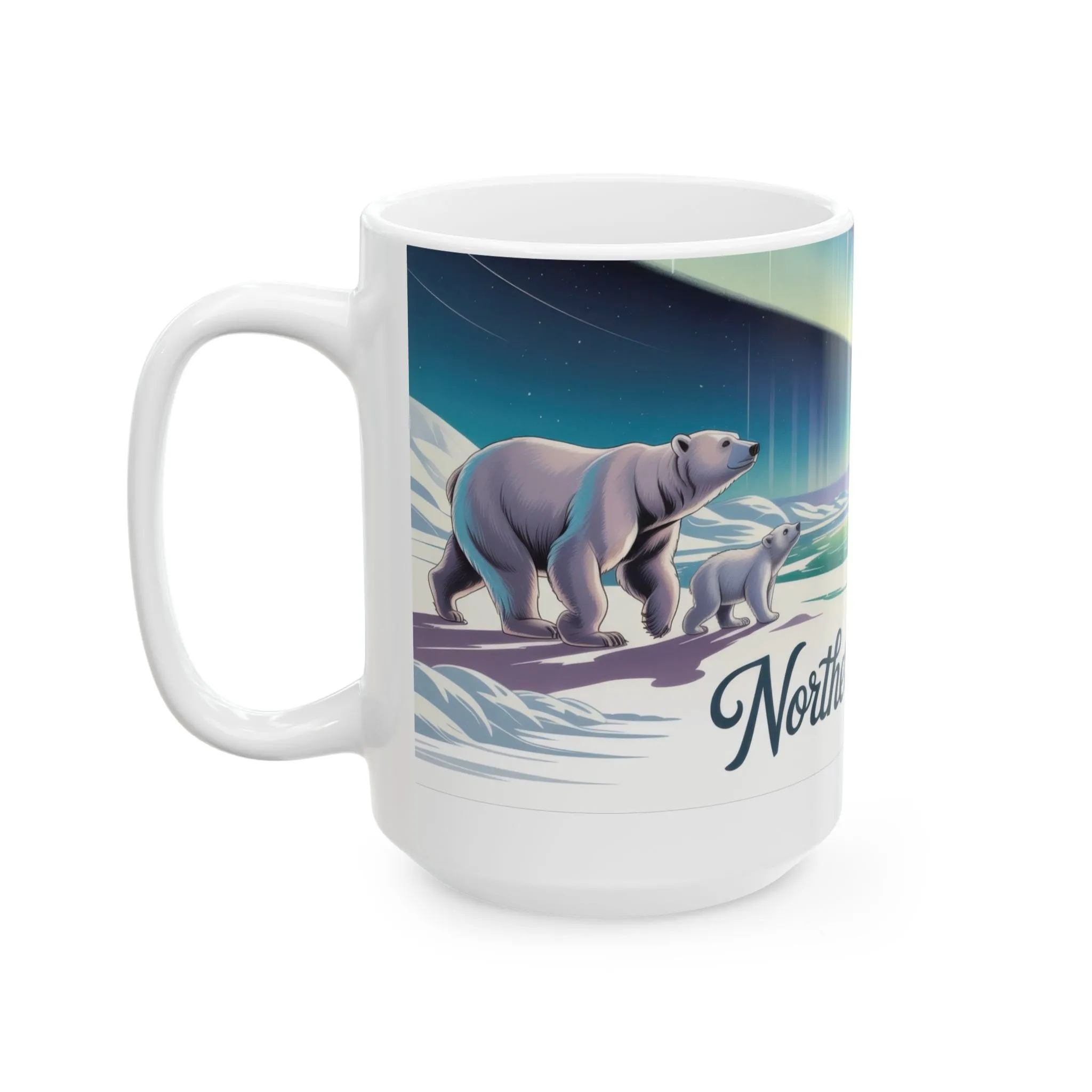 Northern Serenity Polar Bear Mug, Arctic Aurora Coffee Cup, Winter Wildlife Gift, Cute Animal Nature Lover Mug, Holiday Present - Image 9