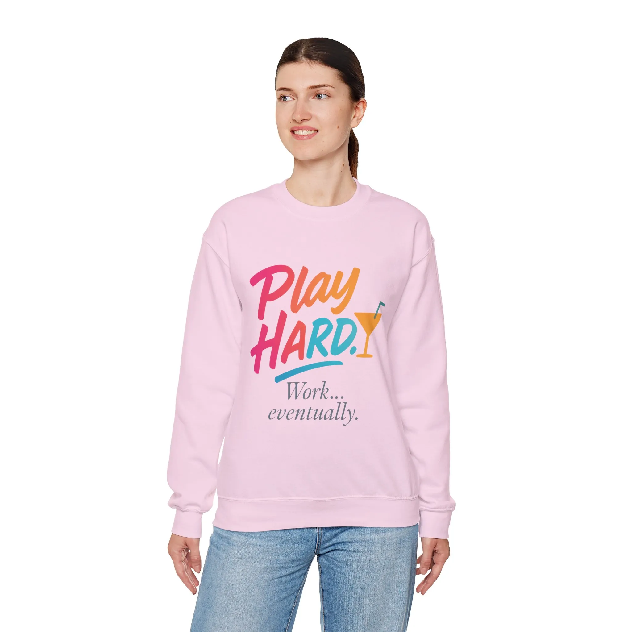 Play Hard Work Eventually Sweatshirt, Funny Cocktail Graphic Tee, Womens Party Sweatshirt, Relaxed Vacation Top, Cozy Style - Image 24