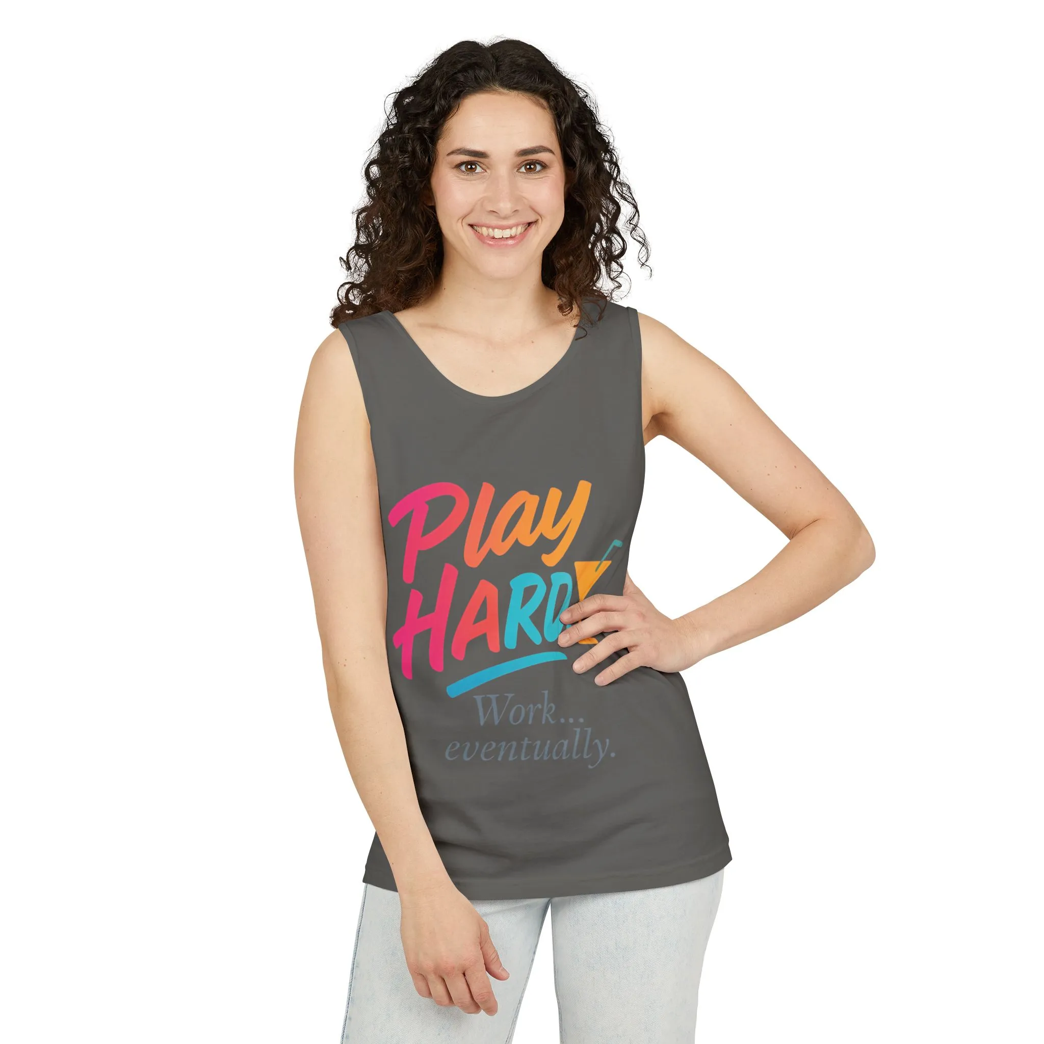 Play Hard Work Eventually Tank Top - Casual Summer Apparel, Womens Beachwear, Resort Wear, Gift for Friends, Vacation Essential - Image 8