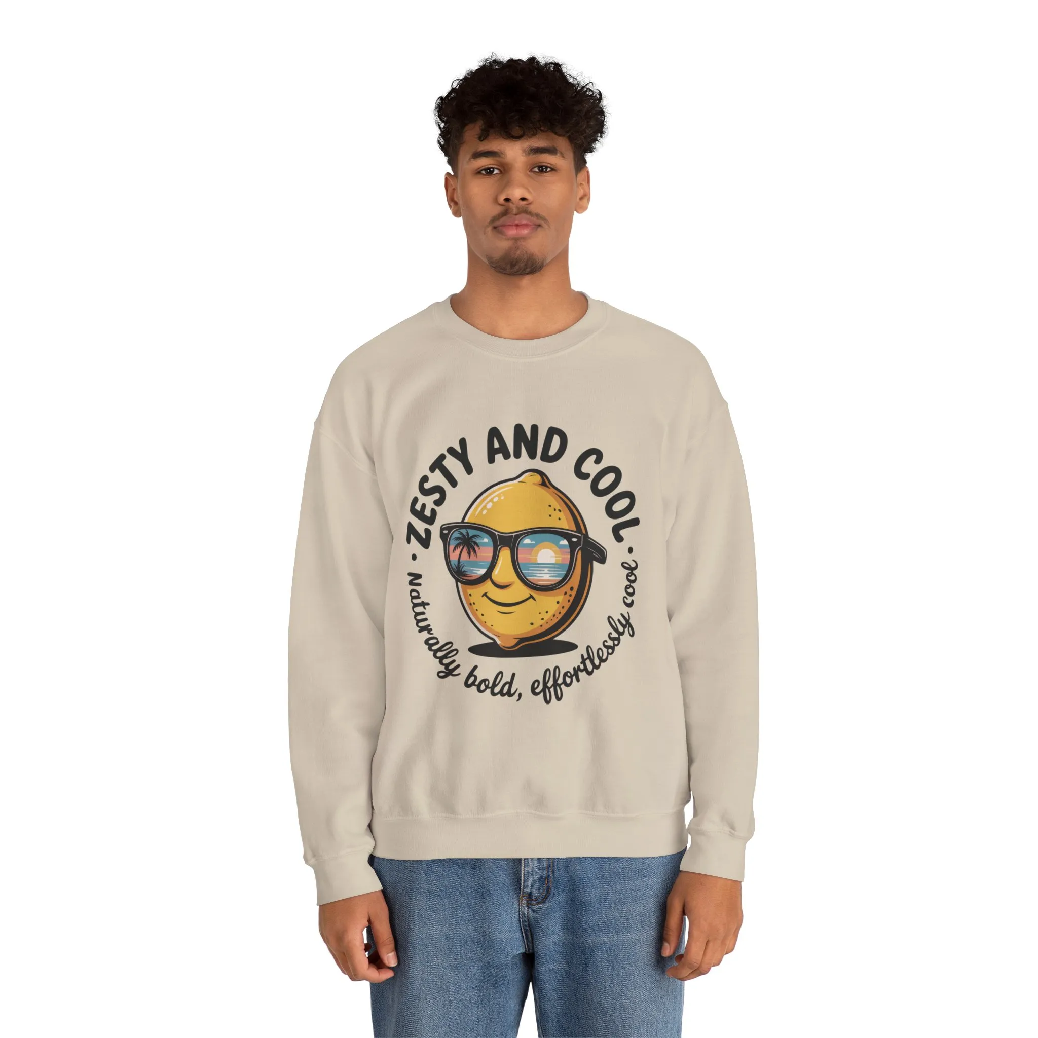 Zesty Lemon Mens Crewneck Sweatshirt - Fun Gift for Friends, Cool Casual Style, Summer Vibes, Mens Graphic Apparel, Perfect for Relaxing - Image 11