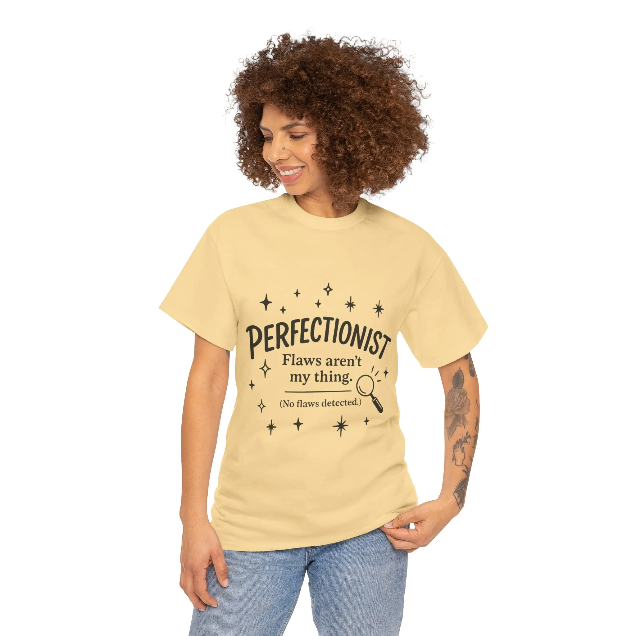 Funny Perfectionist T-Shirt for Women, No Flaws Detected Graphic Tee, Minimalist Humor Shirt, Gift for OCD, Flawless Queen - Image 11