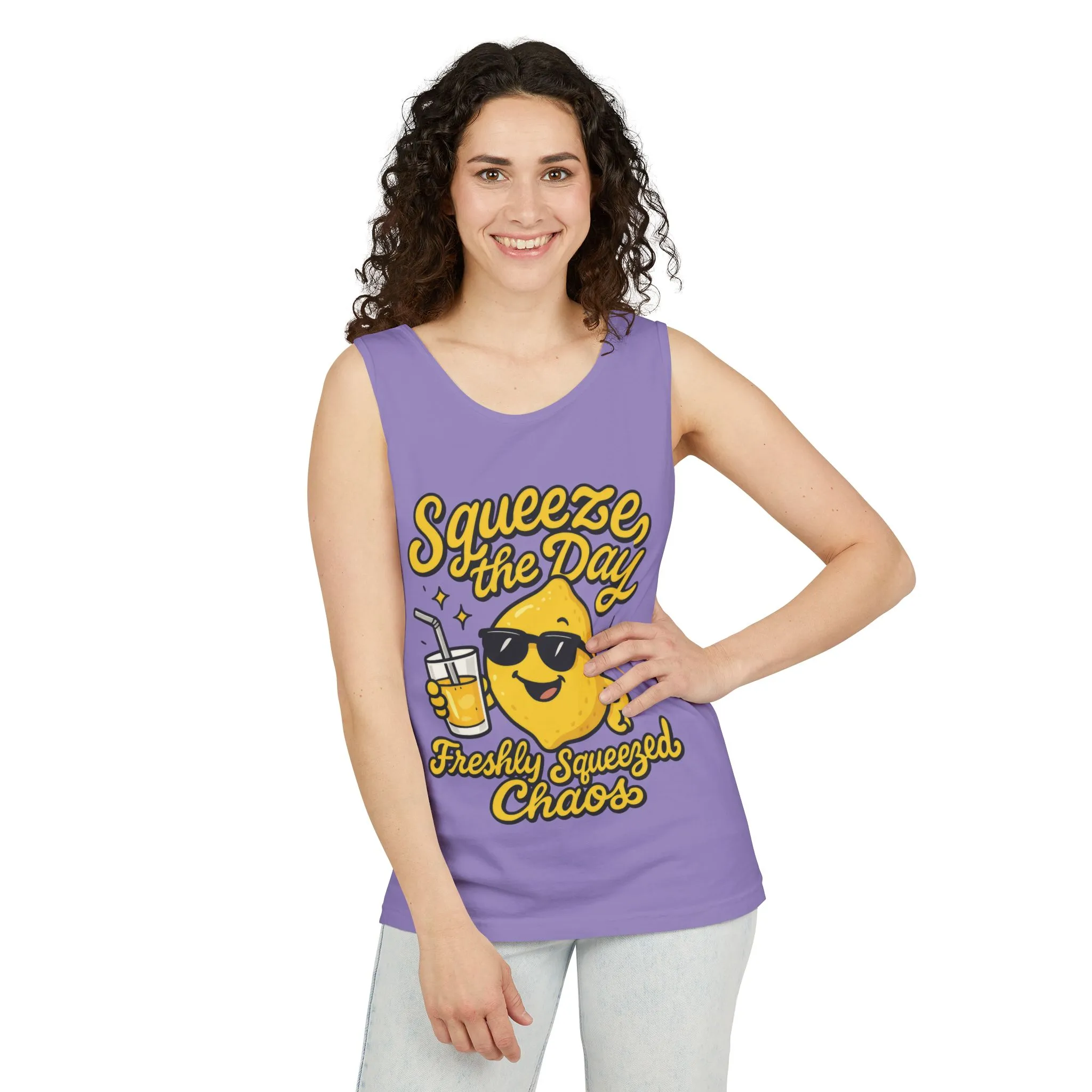 Squeeze The Day Womens Tank Top - Funny Lemon Pun Shirt - Freshly Squeezed Chaos Summer Citrus Top, Casual Beachwear, Fun Summer Apparel - Image 14