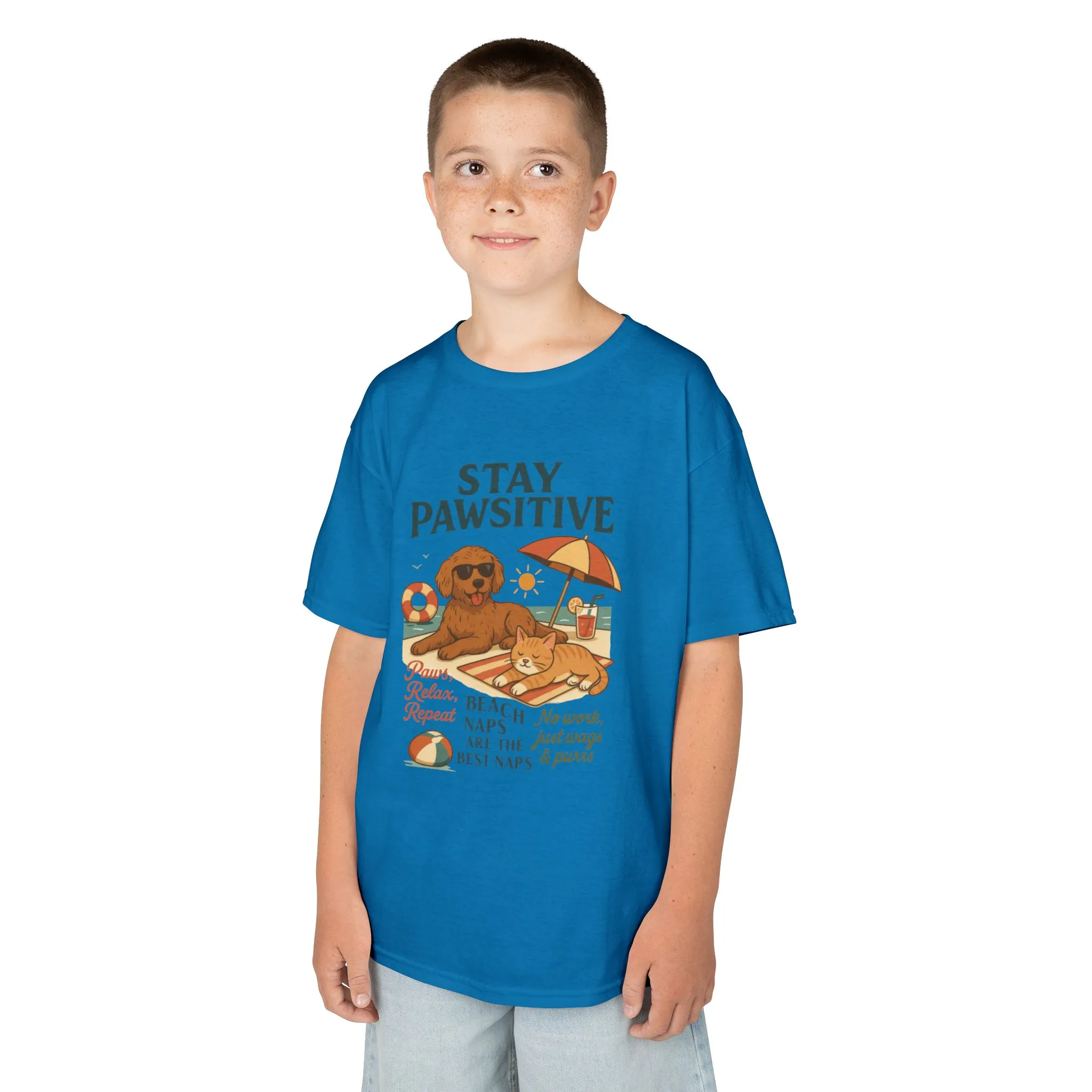 Kids Beach Vibes Tee - Stay Pawsitive, Summer Fun Shirt, Dog Lover Gift, Vacation Outfit, Beach Day Apparel - Image 24