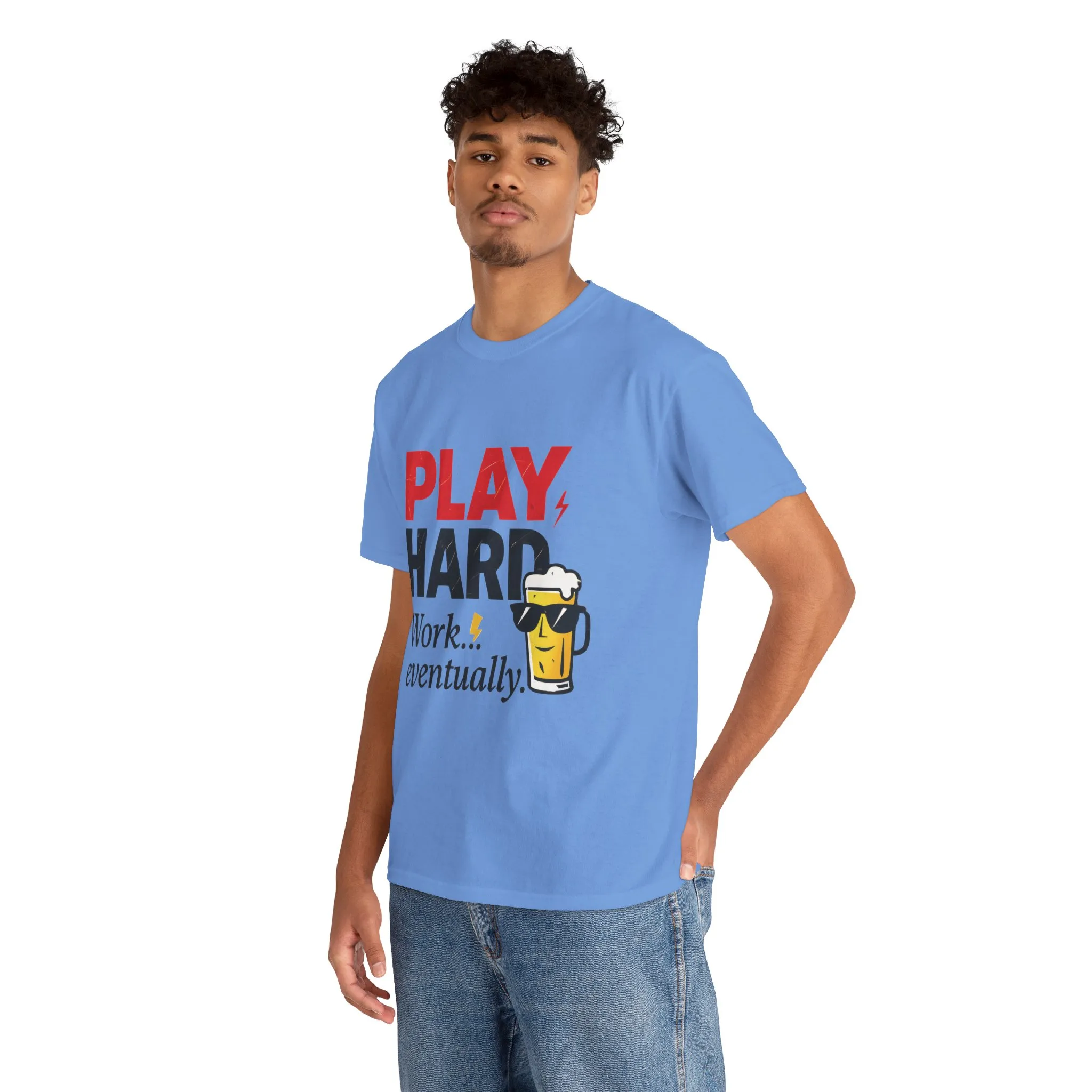Play Hard Mens Heavy Cotton Tee, Perfect for Beer Lovers, Casual Hangouts, Parties, Gifts, and Relaxed Days - Image 18