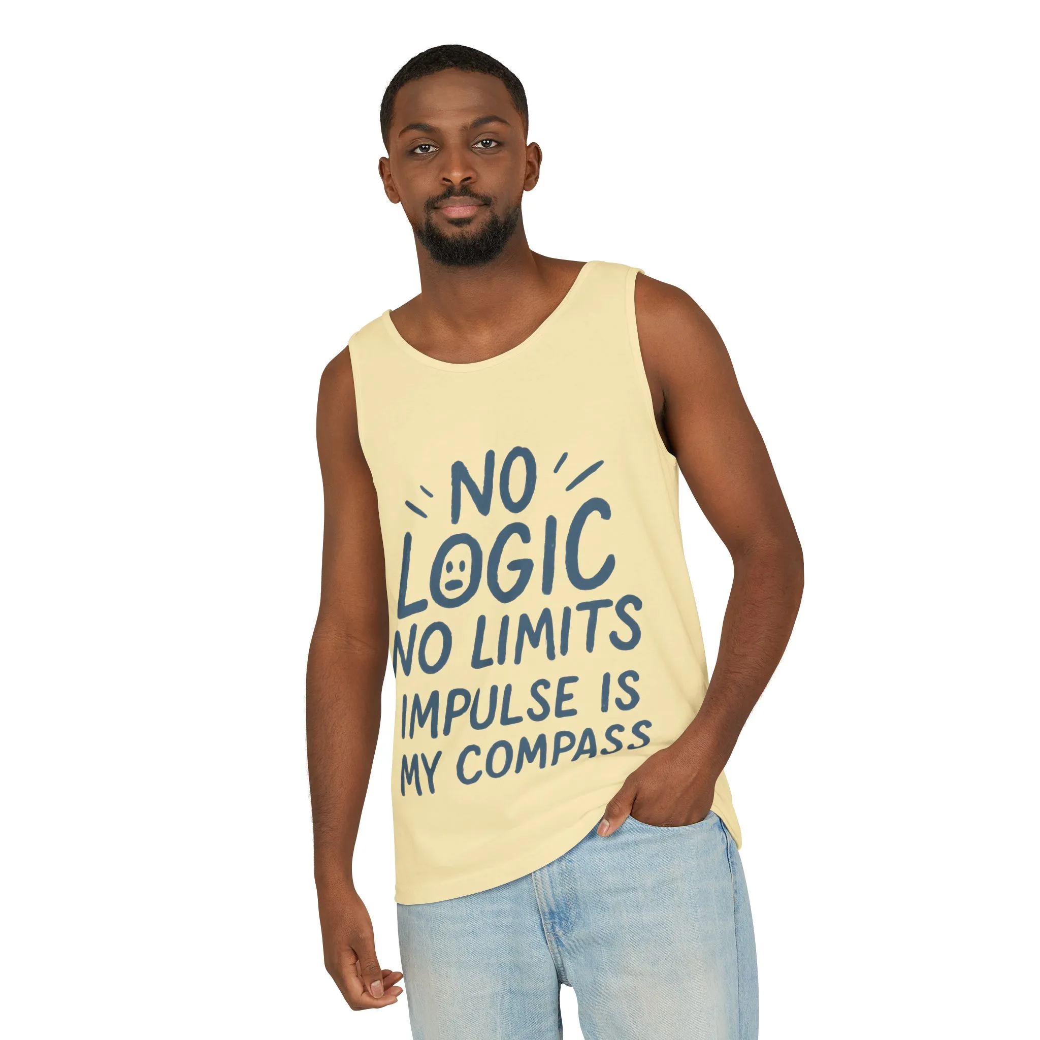 Funny Mens Tank Top, No Limits Impulse Quote, Relaxed Fit Tee, Casual Wear for Creatives, Gift for Artists Impulsive Style Shirt - Image 32