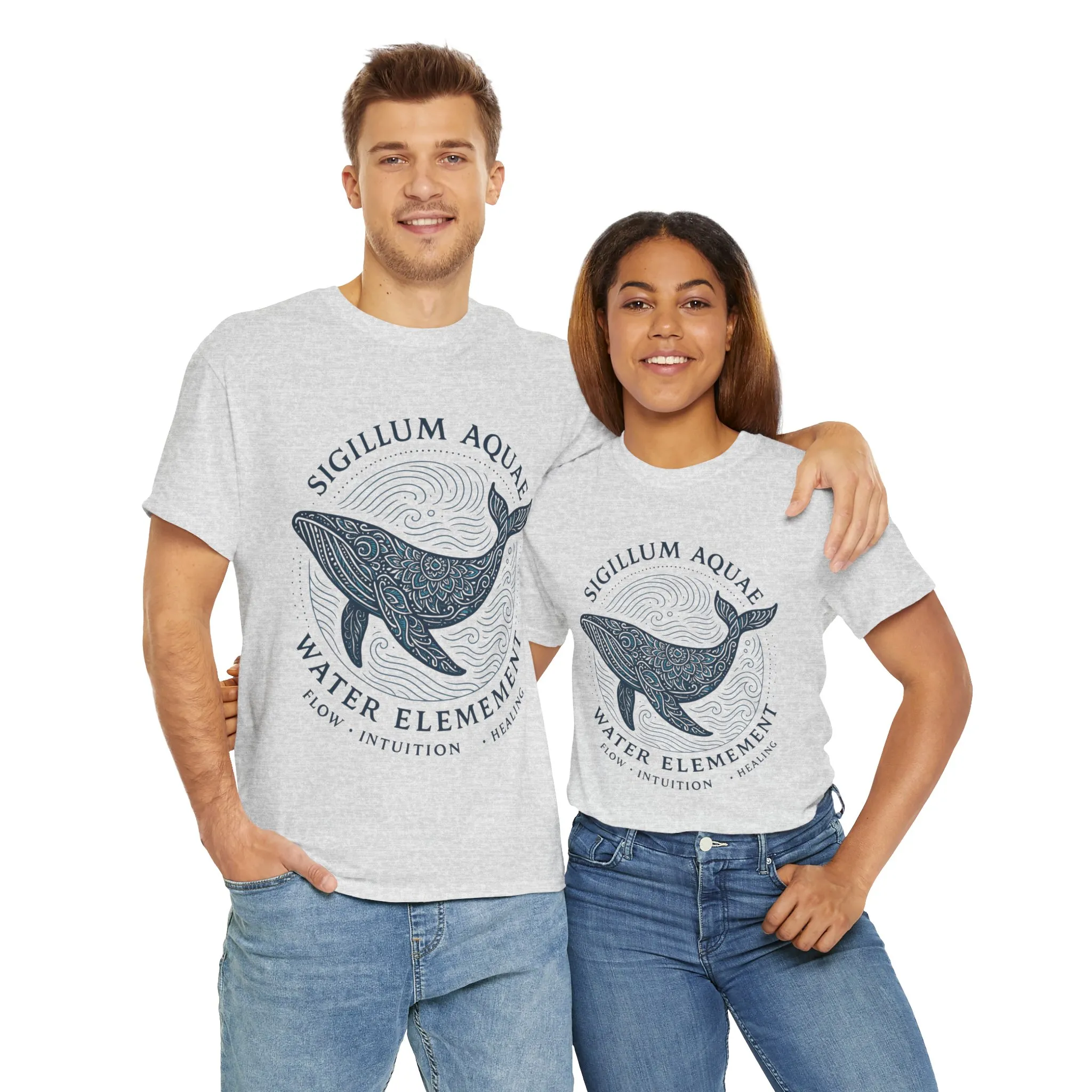 Water Element Whale Tee, Sigillum Aquae Symbol, Flow Intuition Healing, Spiritual Ocean Totem Tee, Nature Energy Shirt, Mindfulness Fashion - Image 8