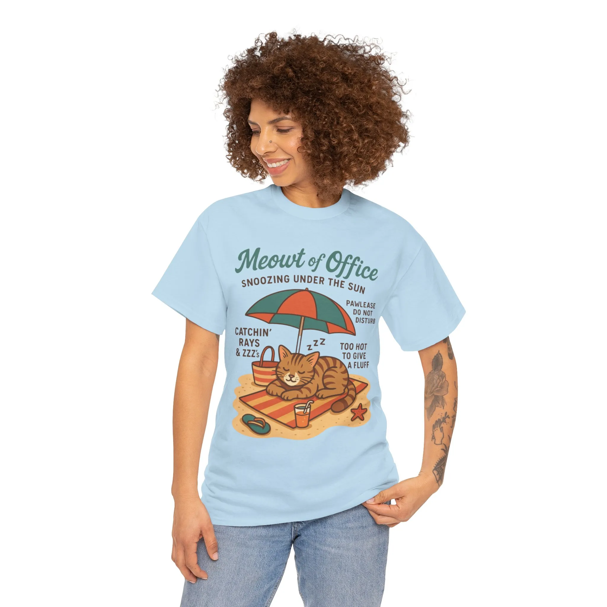 Cat Shirt, Cute Beach Cat Womens T-Shirt, Funny Summer Vacation Tee, Lazy Cat Humor Gift, Cat Lover T-Shirt, Vacation Humor Tee - Image 23