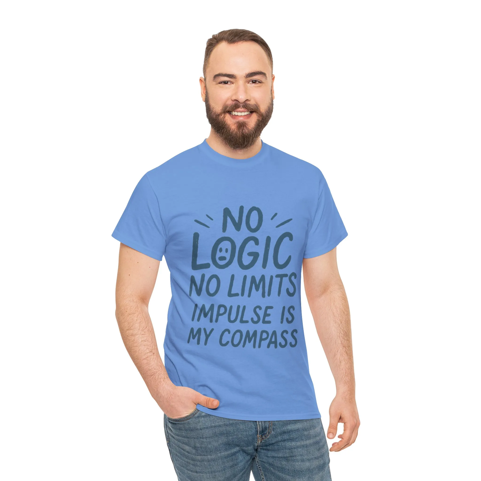 Funny No Logic Mens T-Shirt, No Limits Impulse Quote, Relaxed Fit Graphic Tee, Gift for Him, Casual Wear for Creatives, Gift for Artists - Image 22