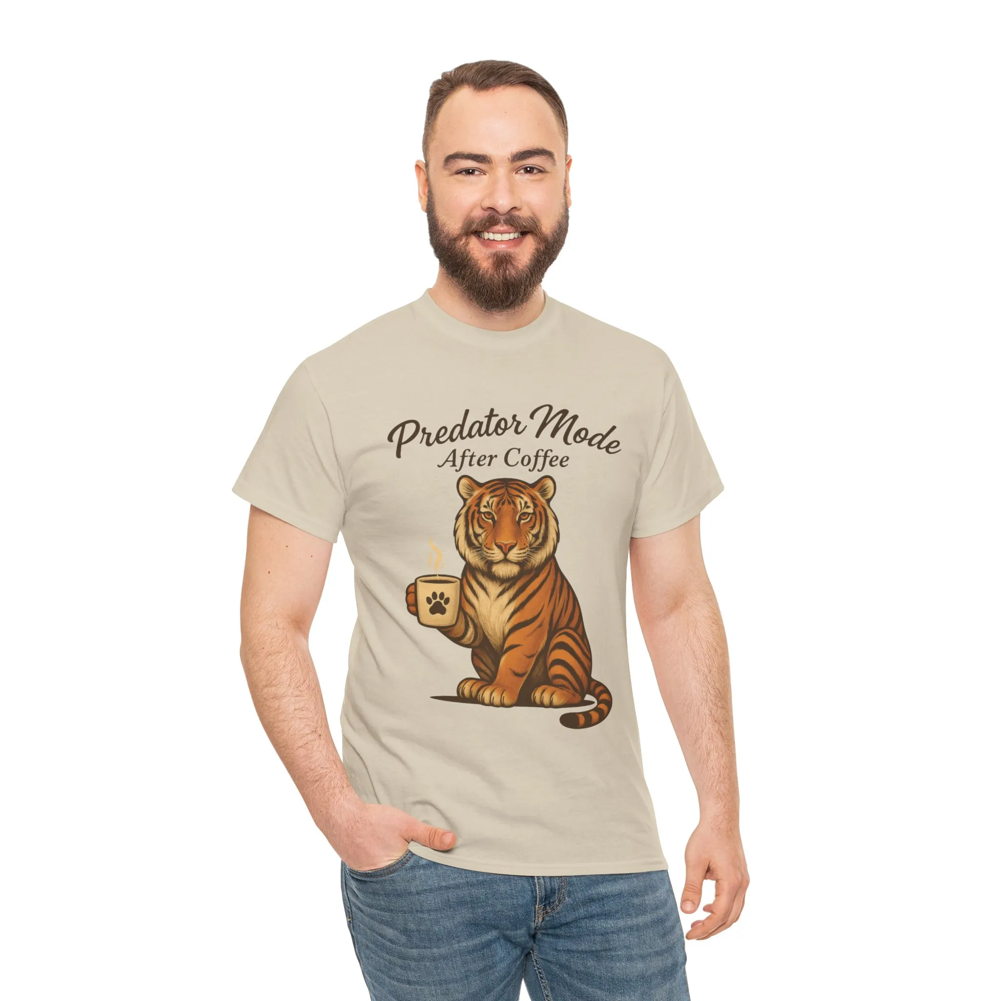 Predator Mode After Coffee Tiger Shirt, Funny Coffee Lover Tee, Mens Caffeine Graphic Tee, Morning Motivation Tiger Shirt,Coffee Addict Gift - Image 5