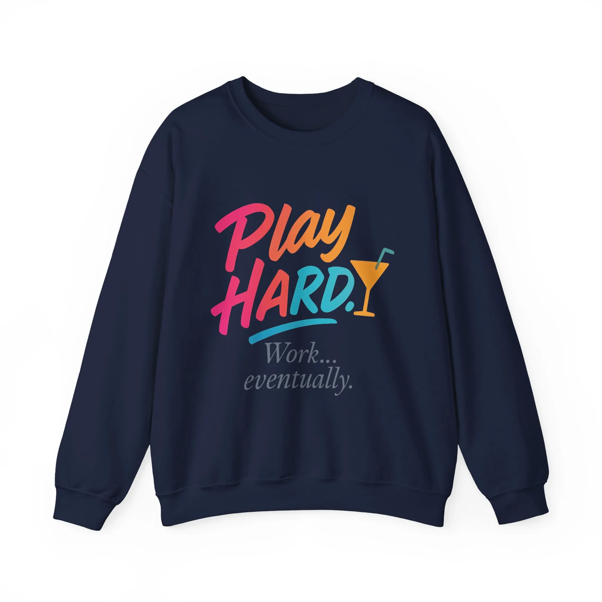 Play Hard Work Eventually Sweatshirt, Funny Cocktail Graphic Tee, Womens Party Sweatshirt, Relaxed Vacation Top, Cozy Style - Image 16