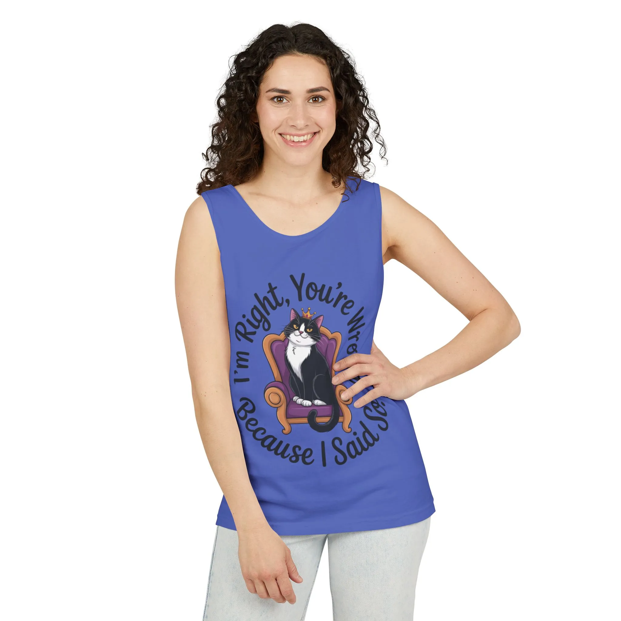 Funny Cat Queen Tank Top, Sassy Cat Graphic Tee for Women, Cat Mom Humor Tee Gift, Funny Graphic T-Shirt, I'm Right, You're Wrong Tee - Image 28