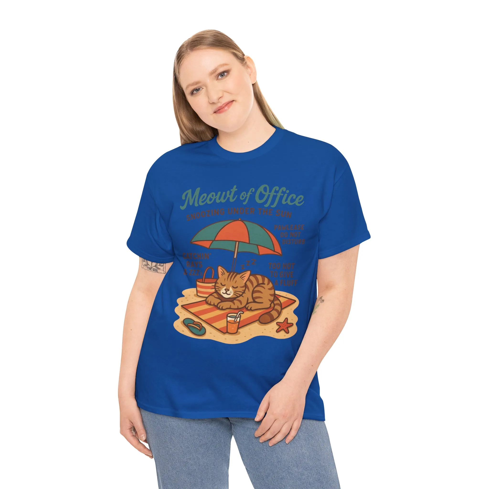 Cat Shirt, Cute Beach Cat Womens T-Shirt, Funny Summer Vacation Tee, Lazy Cat Humor Gift, Cat Lover T-Shirt, Vacation Humor Tee - Image 27