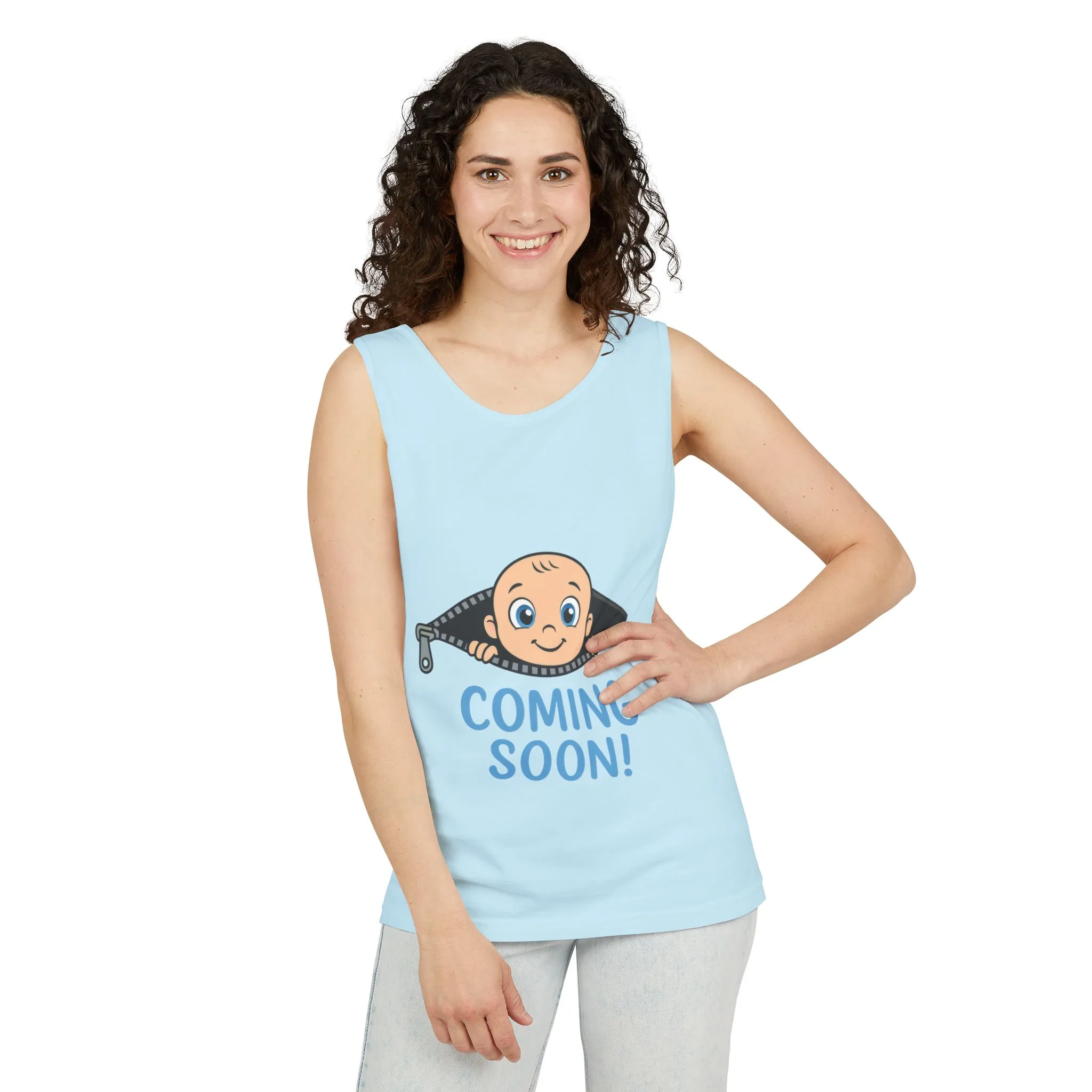 Coming Soon Maternity Tank Top, Cute Baby Boy Pregnancy Announcement Tee, Funny Expecting Mom Gift, Gender Reveal Tee, Baby Shower Top - Image 10