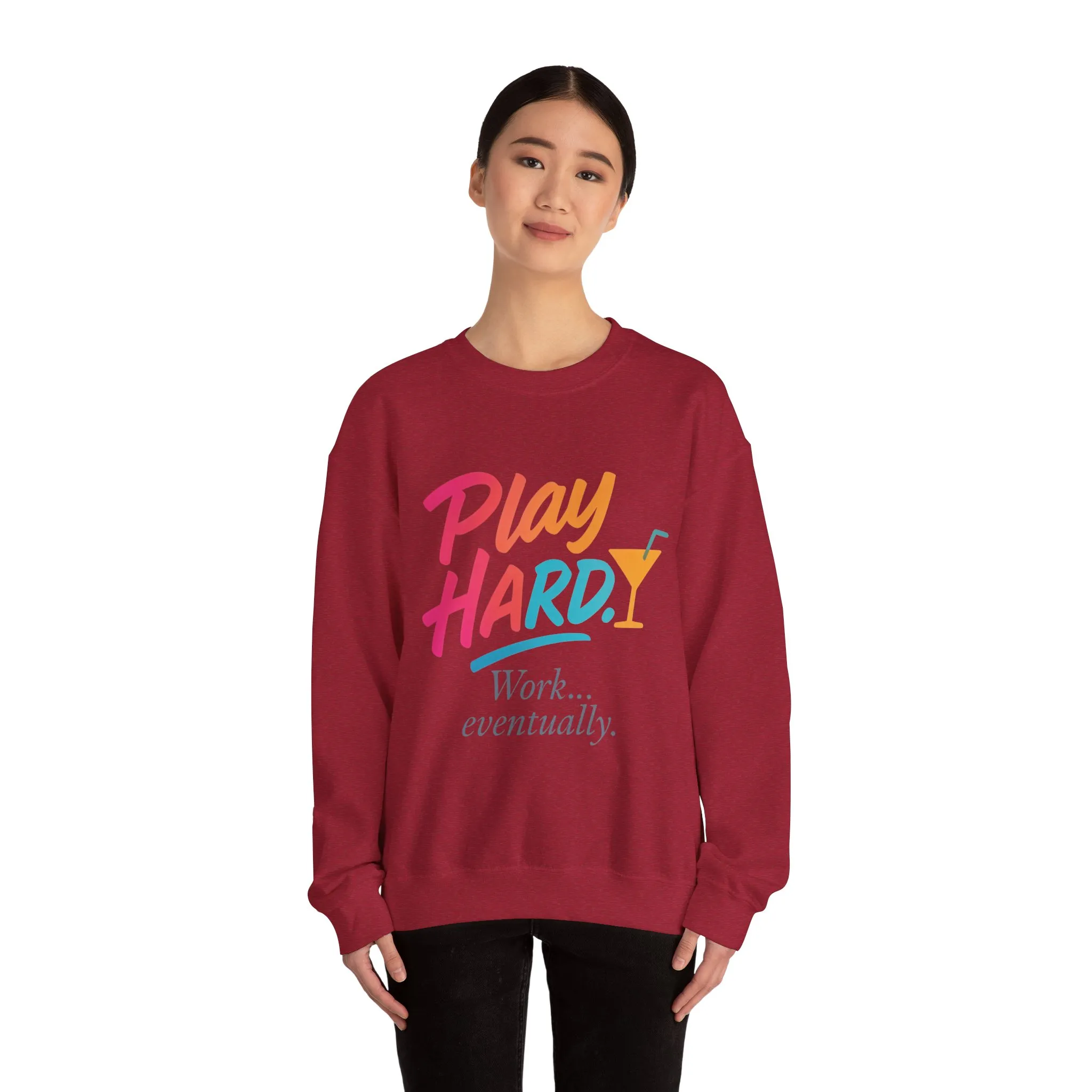 Play Hard Work Eventually Sweatshirt, Funny Cocktail Graphic Tee, Womens Party Sweatshirt, Relaxed Vacation Top, Cozy Style - Image 26
