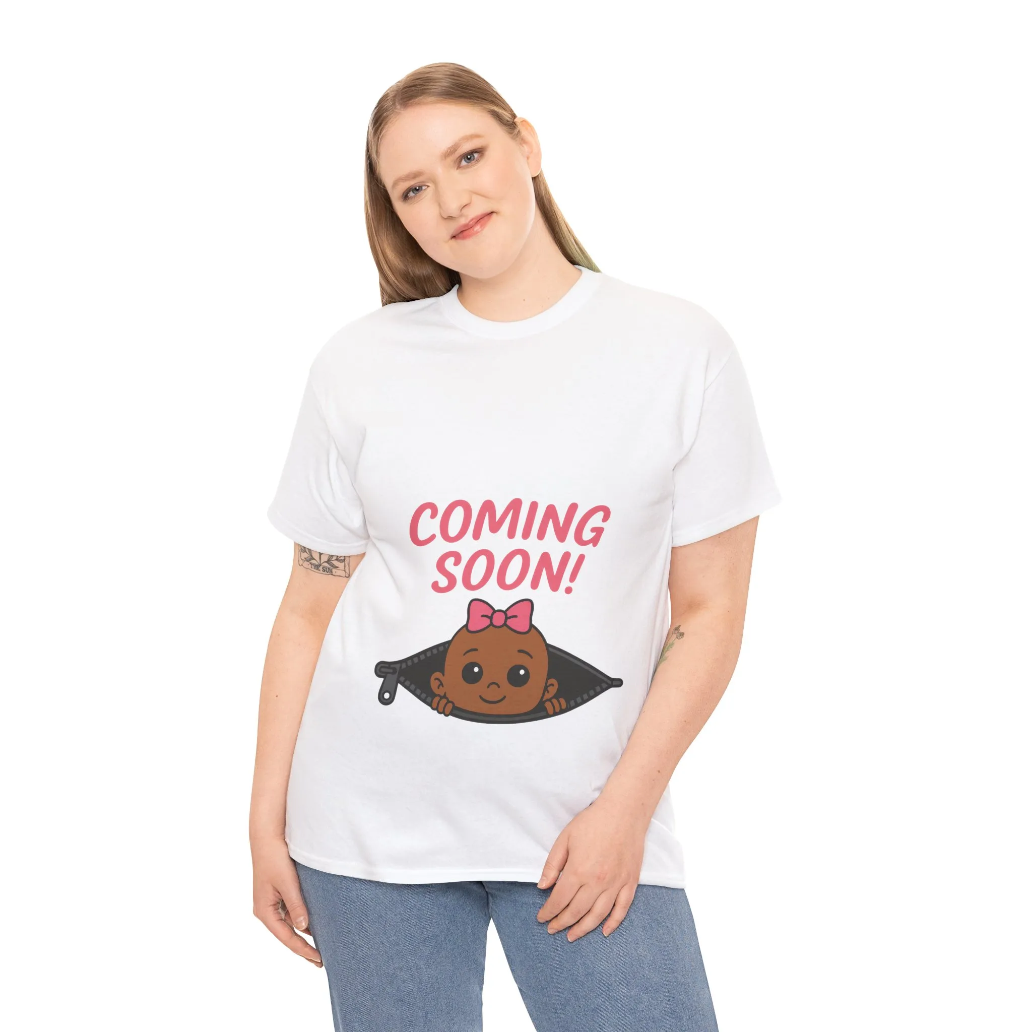 Coming Soon Maternity Tee, Cute Baby Girl Pregnancy Announcement Tee, Funny Expecting Mom Gift, Gender Reveal Tee, Baby Shower Top