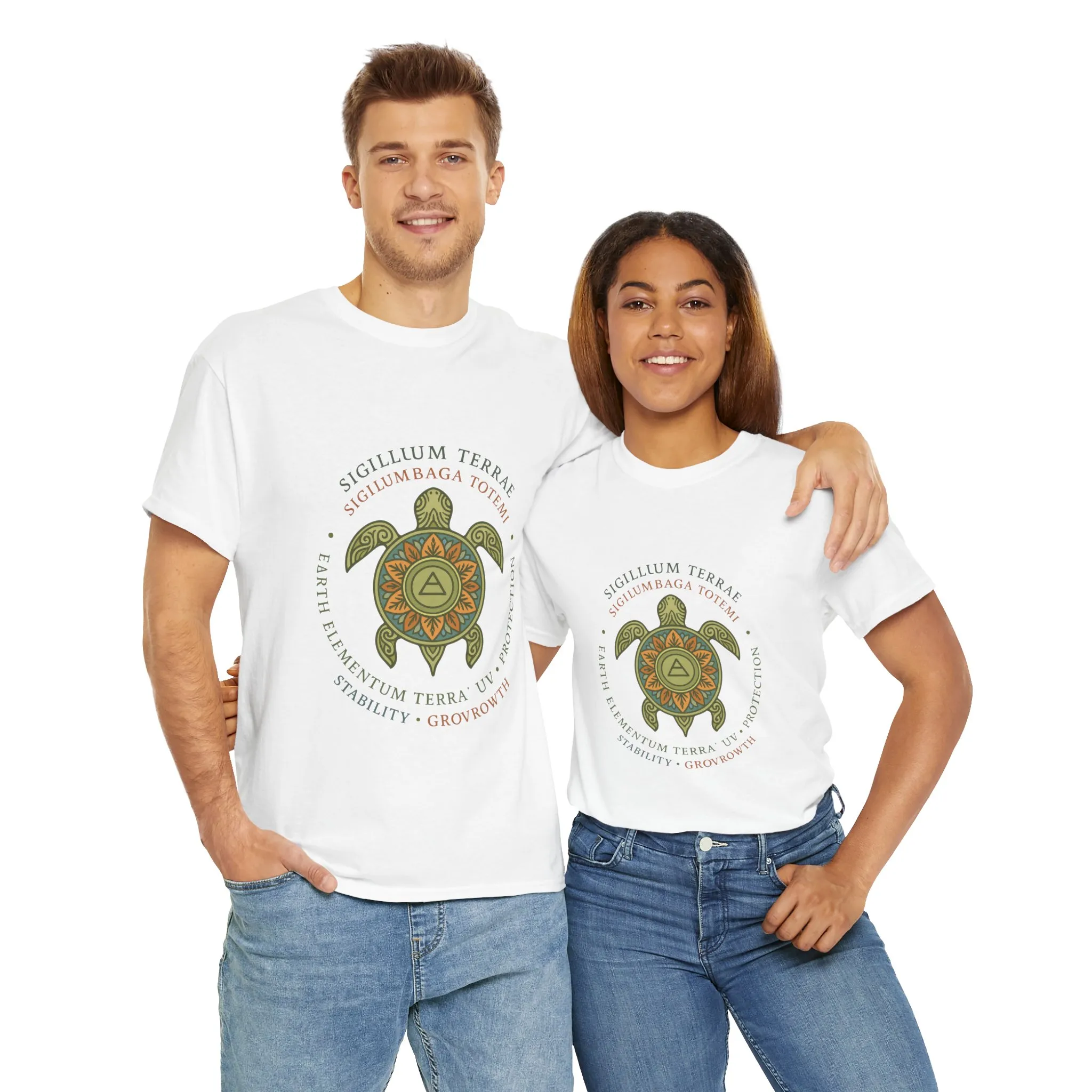 Earth Totem Turtle Unisex T-Shirt, Sigillum Terrae Symbol, Elemental Growth Unisex Tee, Spiritual UV Protection Shirt, Nature Symbol Gift