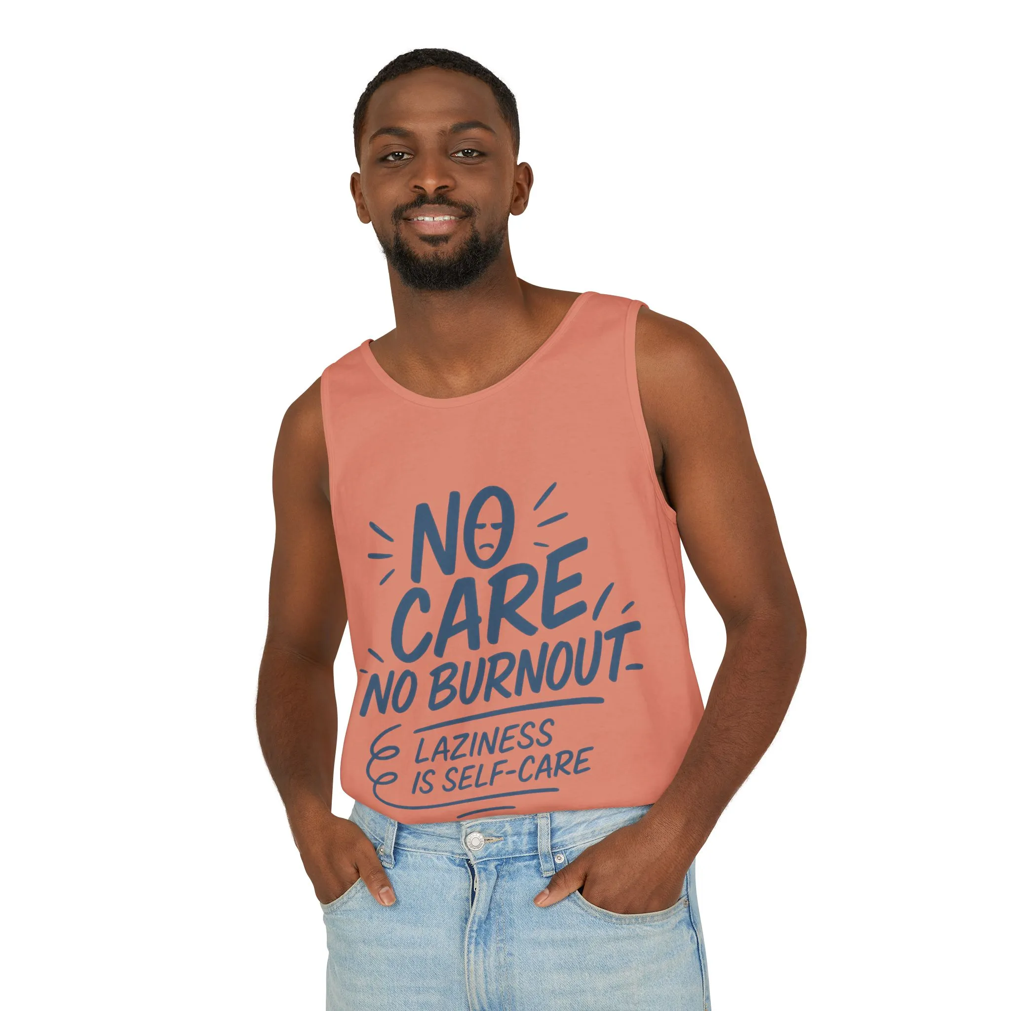 Mens Lazy Life Tank Top, No Care No Burnout Funny Quote, Workout Gym Sleeveless Shirt, Humor Gift for Him, Gift for Mental Health Awareness - Image 9