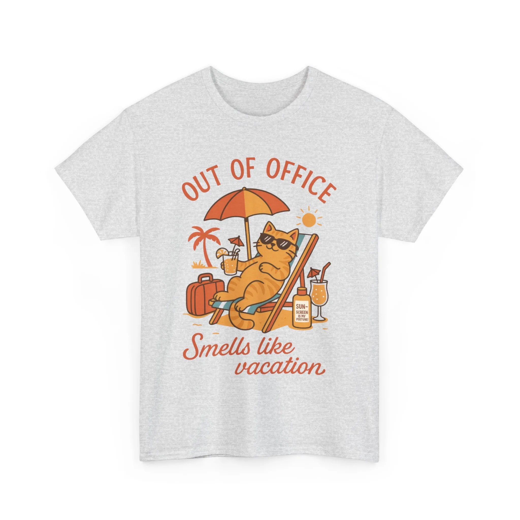 Cat Womens T-Shirt, Funny Vacation Tee with Cool Cat, Summer Beach Relax Shirt, Smells Like Vacation Gift for Her, Funny Cat Lover Gift - Image 4