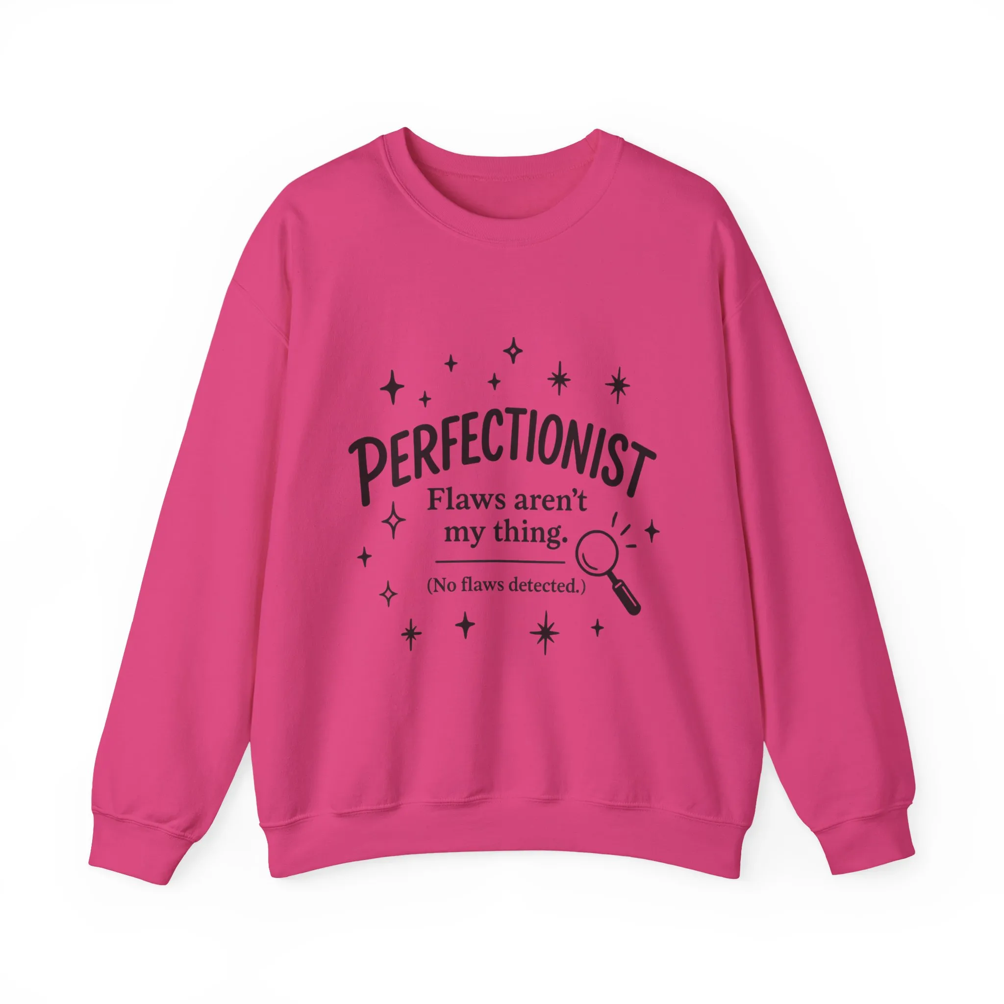 Womens Perfectionist Sweatshirt, Funny Clean Design with Stars, No Flaws Detected Quote Pullover, Minimalist Cozy Gift for Her - Image 2