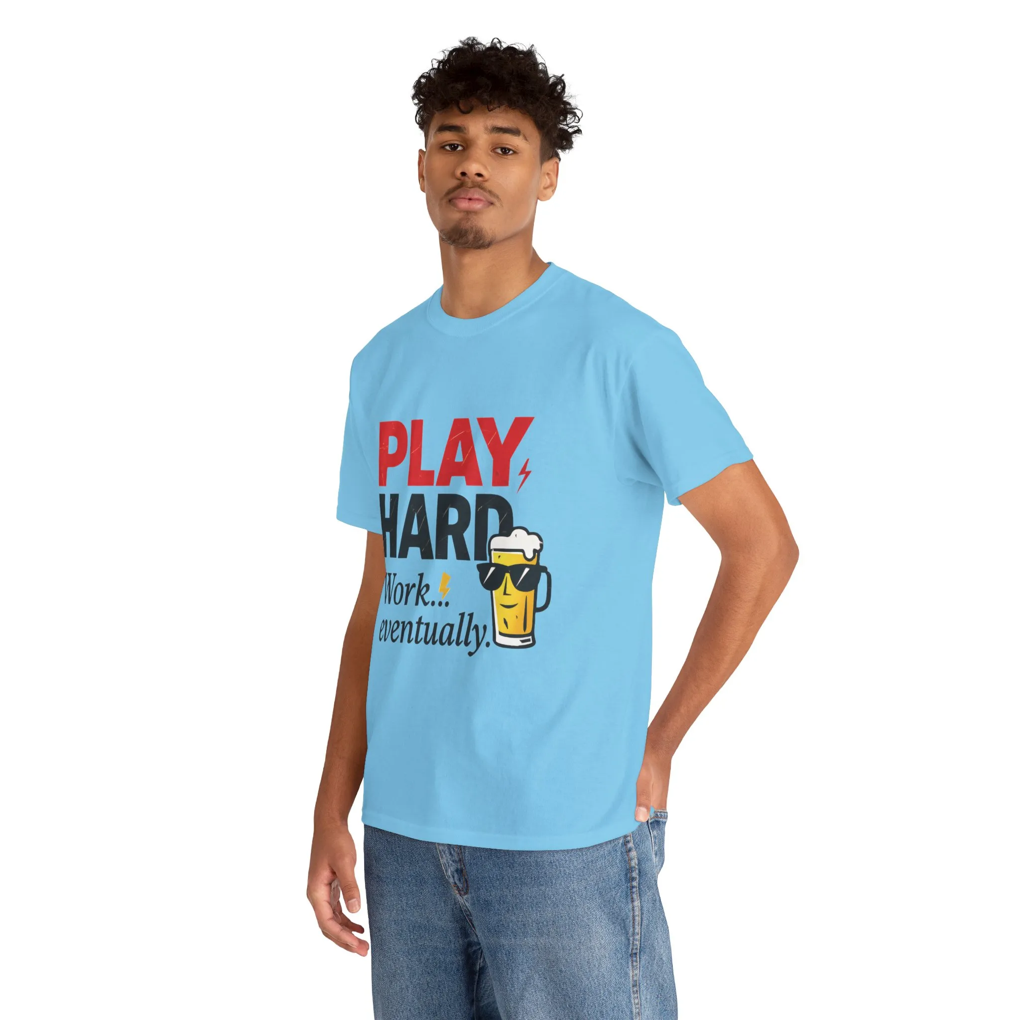 Play Hard Mens Heavy Cotton Tee, Perfect for Beer Lovers, Casual Hangouts, Parties, Gifts, and Relaxed Days - Image 15