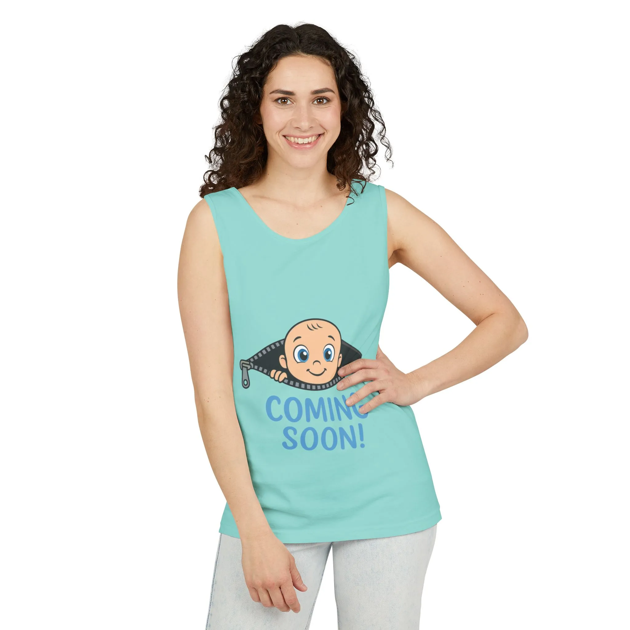 Coming Soon Maternity Tank Top, Cute Baby Boy Pregnancy Announcement Tee, Funny Expecting Mom Gift, Gender Reveal Tee, Baby Shower Top - Image 24