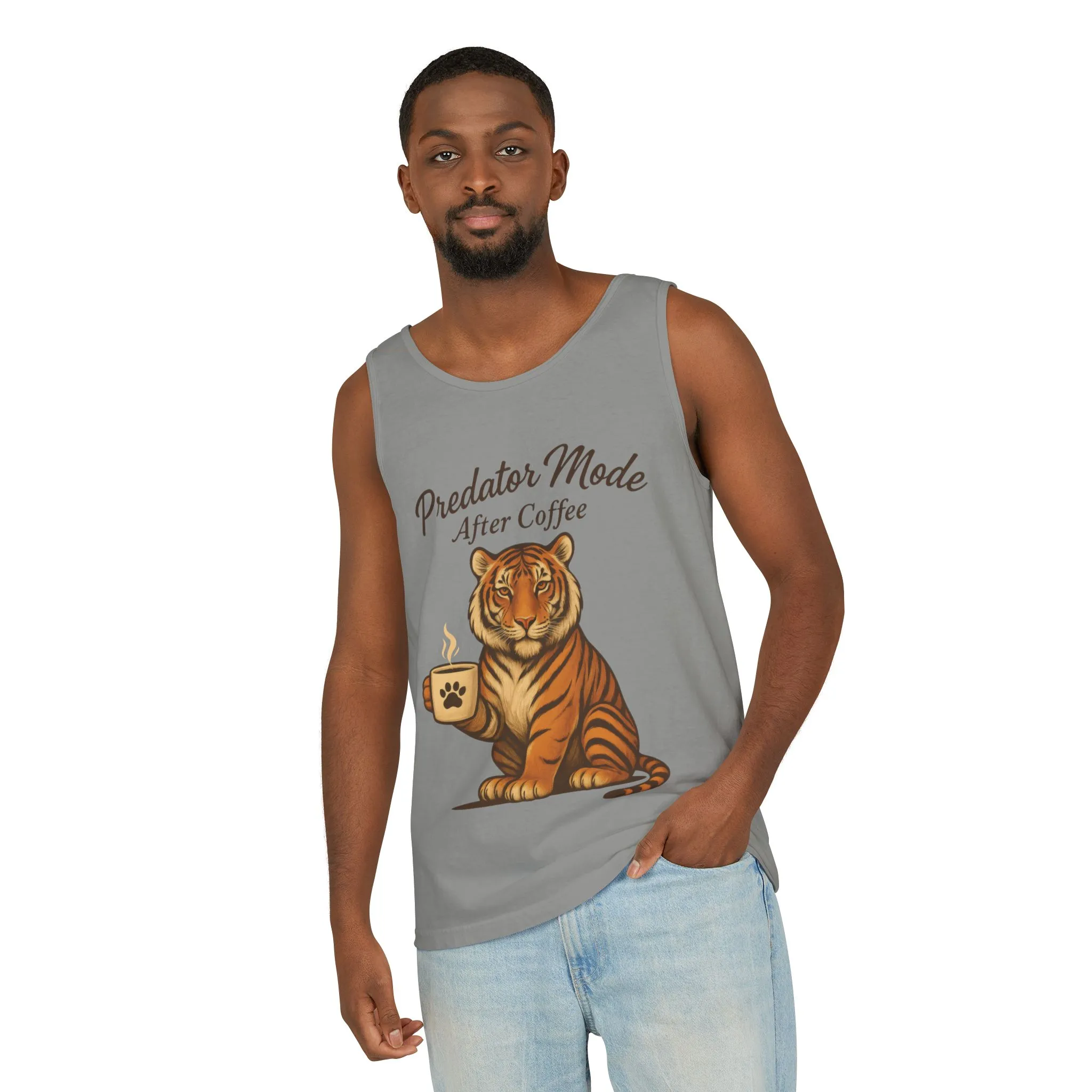 Predator Mode After Coffee Tank Top - Funny Coffee Lover Mens Muscle Tank - Tiger Caffeine Gym Shirt - Morning Motivation Top - Image 20