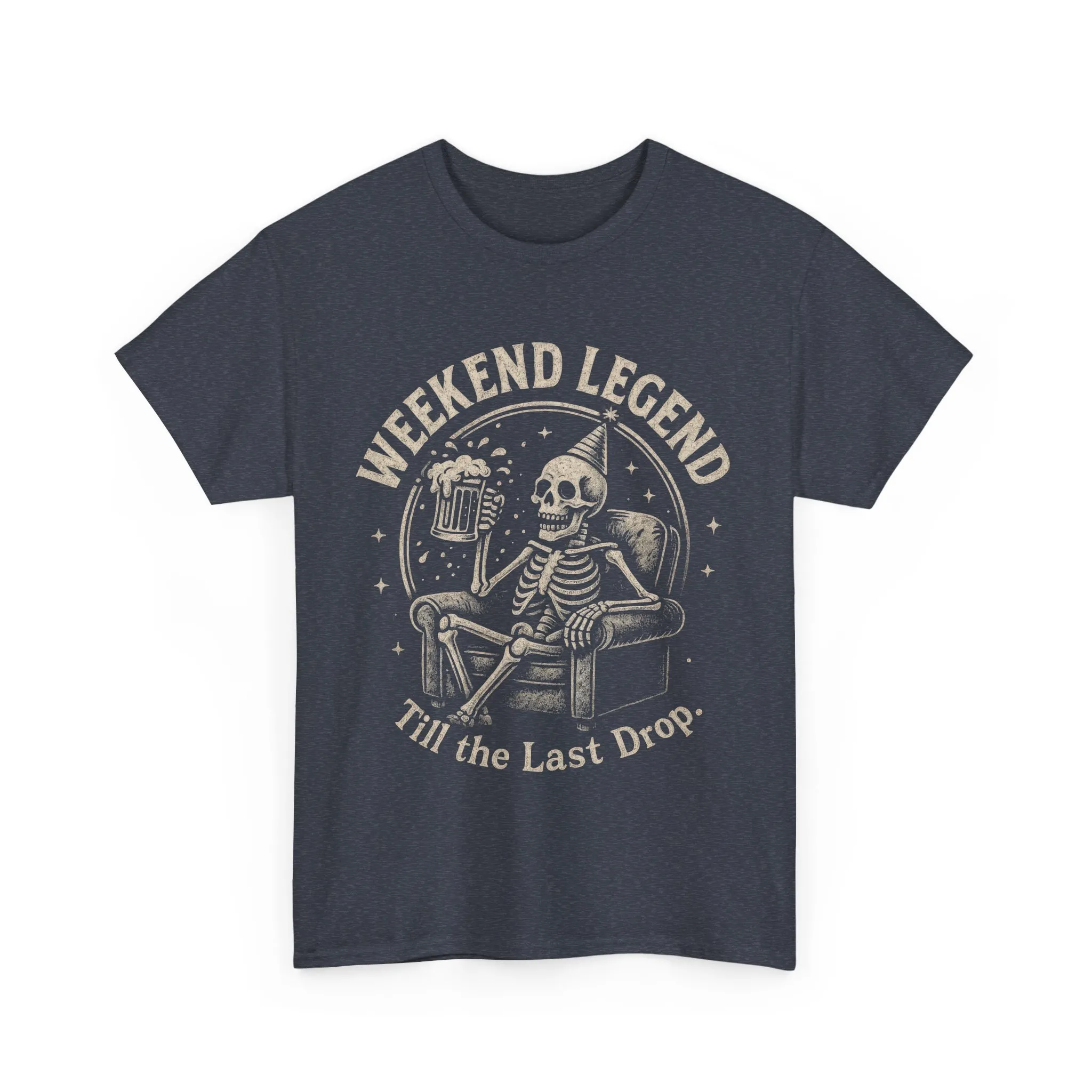 Weekend Legend Mens T-Shirt, Funny Skeleton Beer Tee, Till the Last Drop Party Shirt, Vintage Style Graphic Tee for Him, Halloween Apparel - Image 2