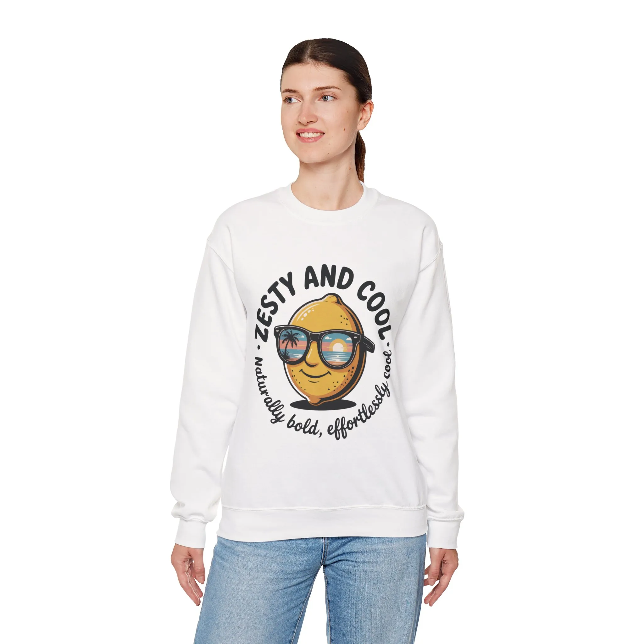 Zesty and Cool Crewneck Sweatshirt, Womens Lemon Sweatshirt for Casual Wear, Trendy Gift, Summer Vibes, Comfortable Apparel - Image 6