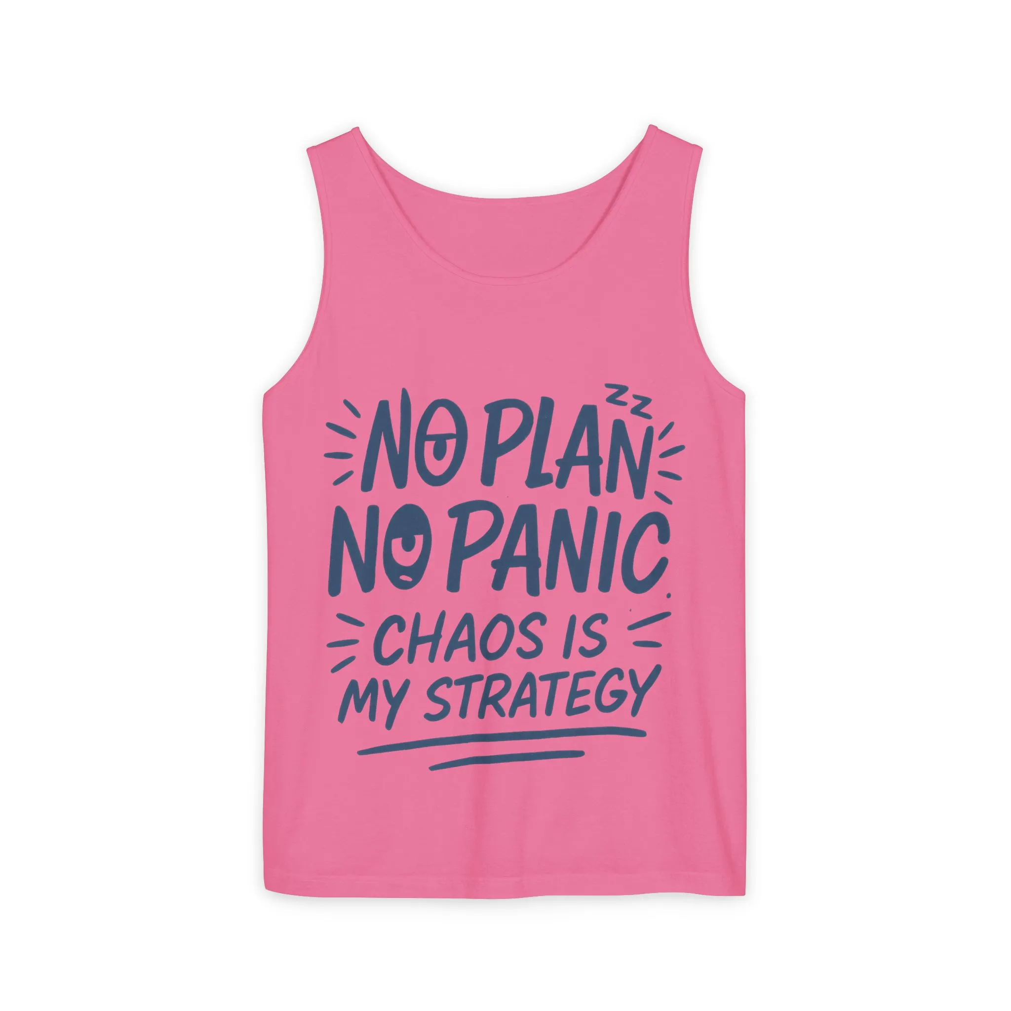 Funny Women's Tank, Chaos Strategy T-Shirt, No Plan No Panic Quote Shirt, Cute Tee for Women, Humorous Gift Idea, Casual Relaxed Fit Top - Image 19