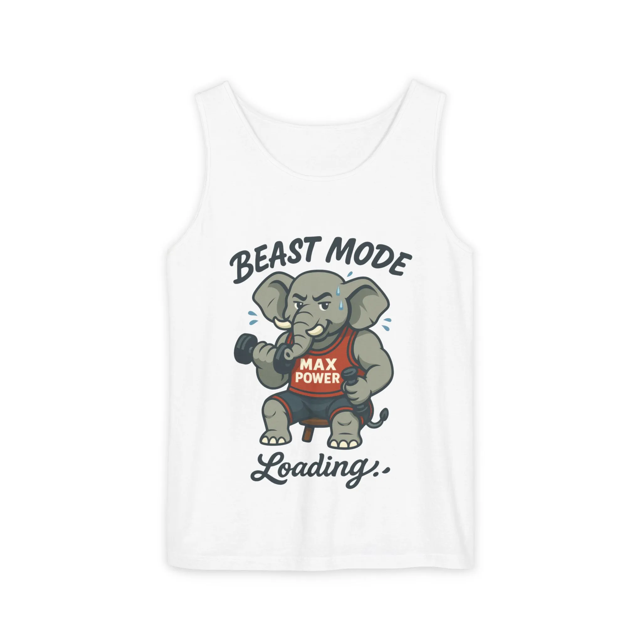 Beast Mode Elephant Gym Tank Top, Funny Workout Muscle Tank, Max Power Fitness Tank, Beast Mode Loading Mens Gym Top, Fitness Apparel - Image 3
