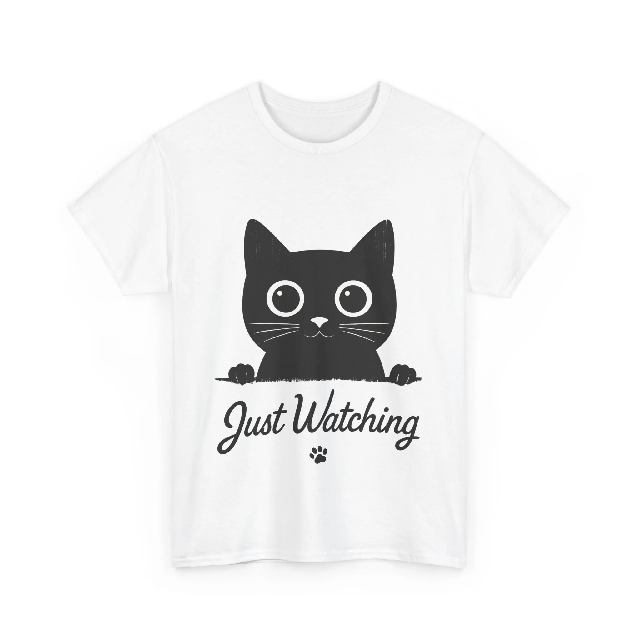 Cute Black Cat Shirt for Women - Just Watching Minimalist Kitty Tee - Funny Cat Lover Gift, Funny Pet Lover Gift, Animal Lover Tee - Image 2