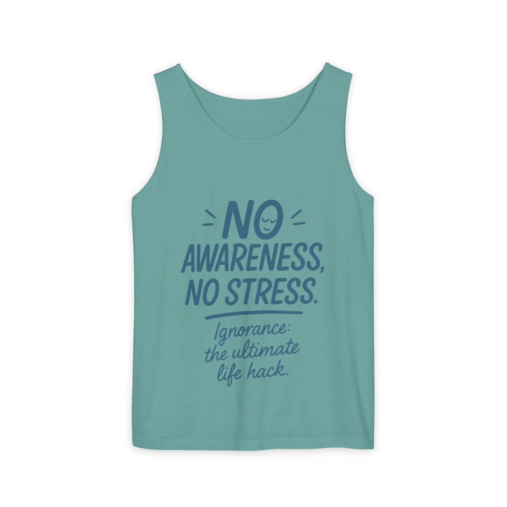 Mens No Awareness Tank Top, Funny No Stress Quote, Ignorance the Ultimate Life Hack, Workout Sleeveless Shirt, Mindfulness Fashion - Image 13