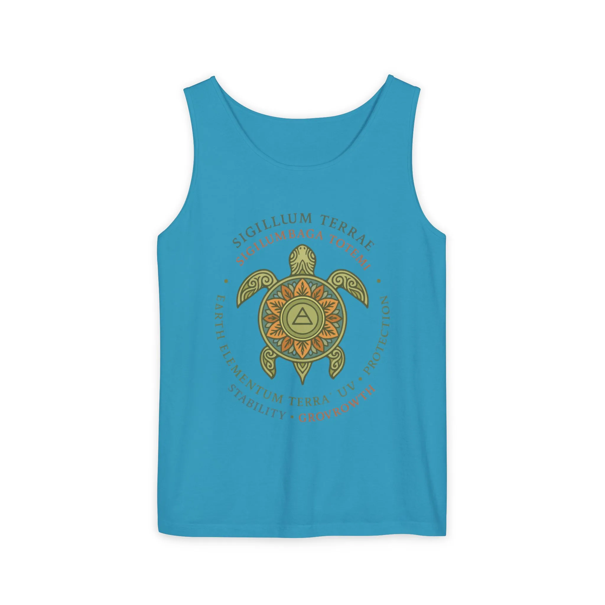 Earth Totem Turtle Womens Tank, Sigillum Terrae Symbol, Elemental Growth Tee, Nature-Inspired Tank Top with Protective Symbol, Beachwear - Image 10