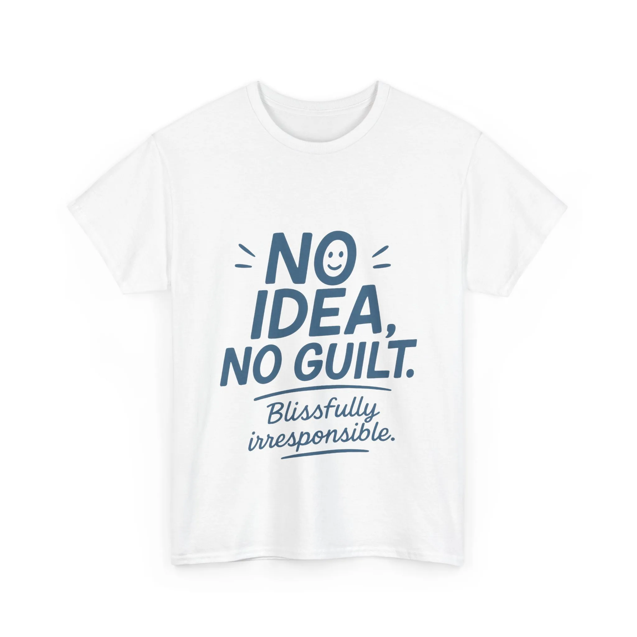 Funny No Idea Mens T-Shirt, No Guilt Blissfully Irresponsible Quote, Casual Relaxed Fit Tee, Humor Gift for Him, Humorous T-Shirt - Image 3