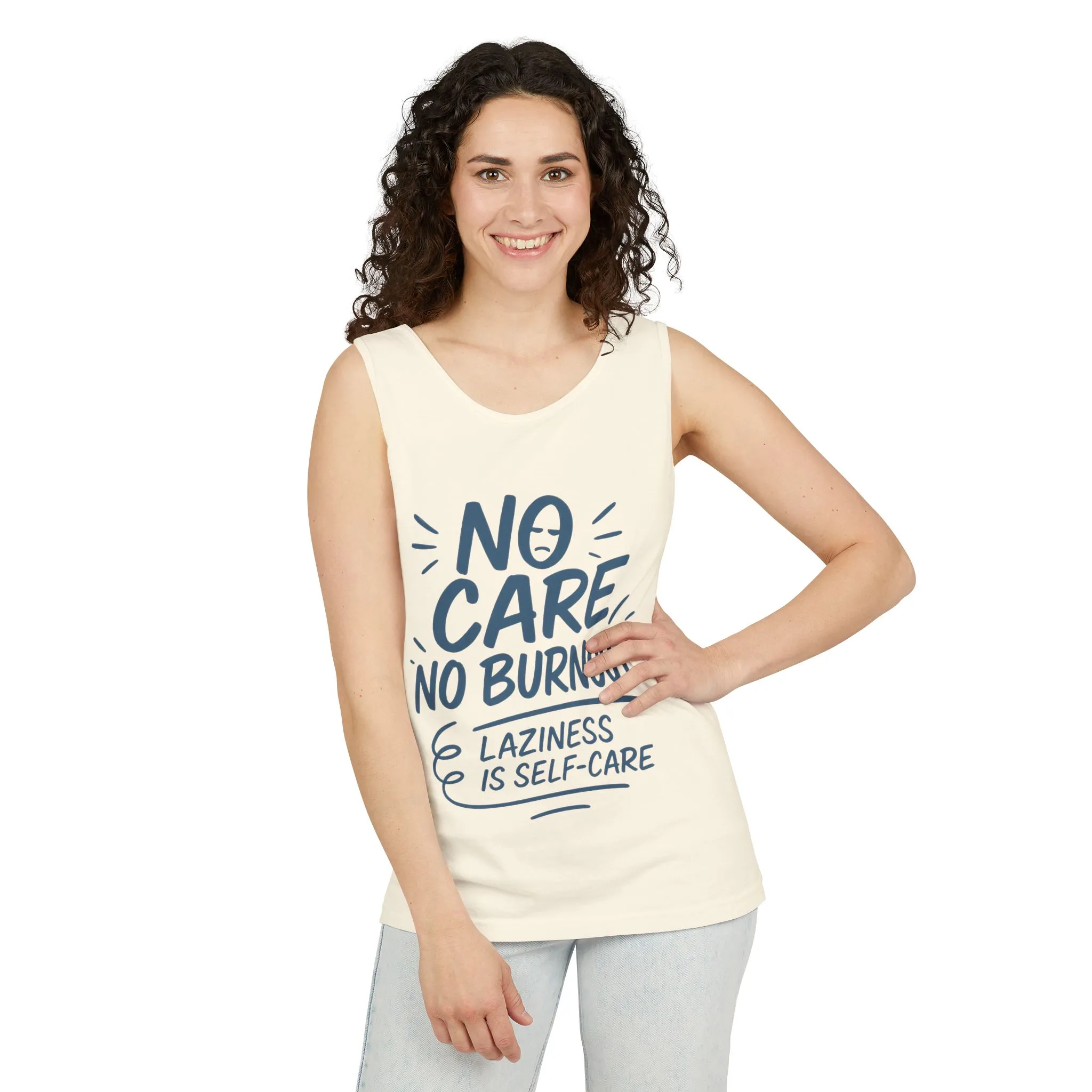 No Care No Burnout Womens Tank Top, Funny Self-Care Quote, Lazy Life Gym Workout Shirt, Casual Sleeveless Top, Relaxed Summer Apparel - Image 6