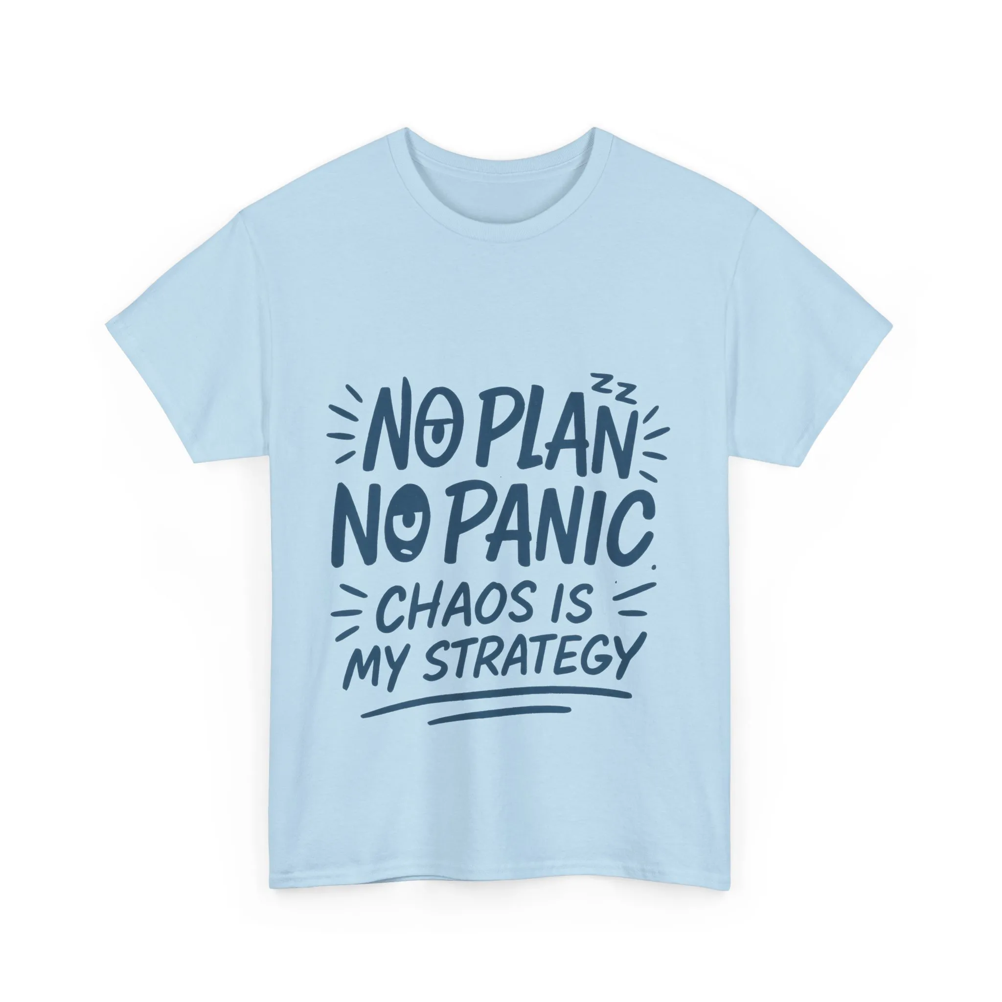 Funny Chaos Quote Mens T-Shirt, No Plan No Panic Humor Shirt, Casual Graphic Tee Gift for Him, Relaxed Fit - Image 22