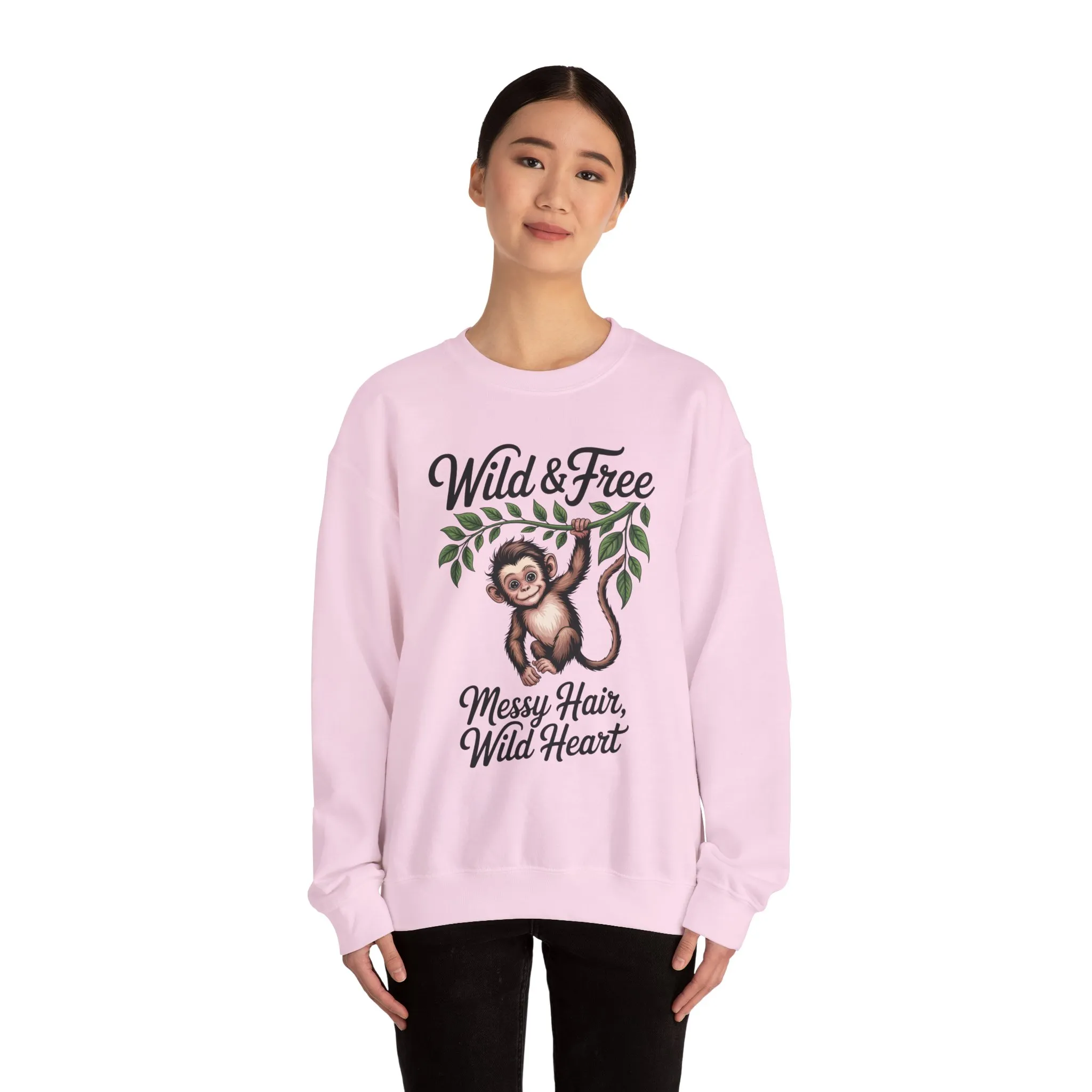 Wild & Free Monkey Sweatshirt, Messy Hair Wild Heart Womens Pullover, Cute Jungle Animal Sweater, Boho Adventure Graphic, Nature Lover Gift - Image 20