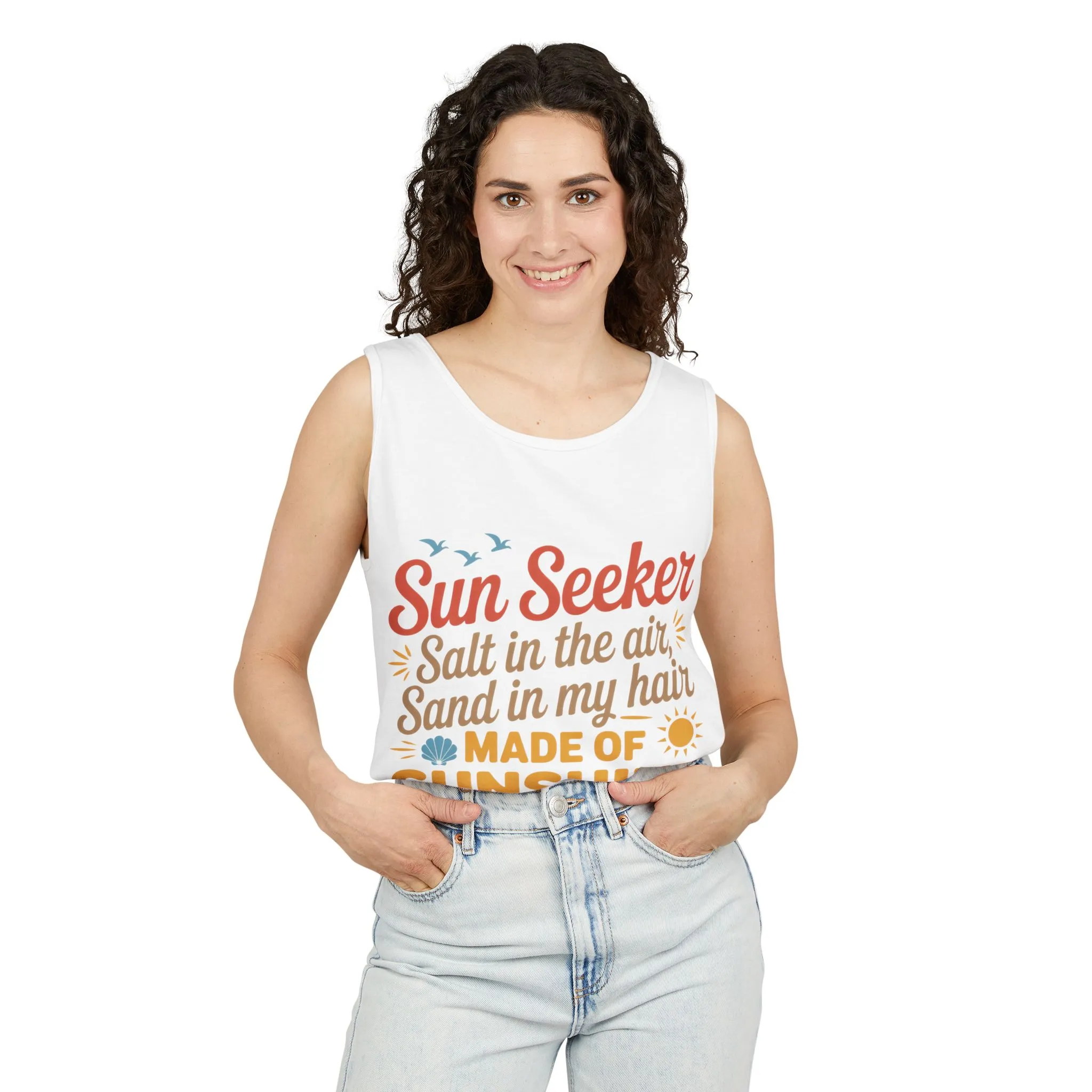 Sun Seeker Summer Quote Tank Top, Made of Sunshine Beach Vibes Tee, Ocean Breeze Please Tank Top for Women, Salt in the Air Sand Top - Image 3