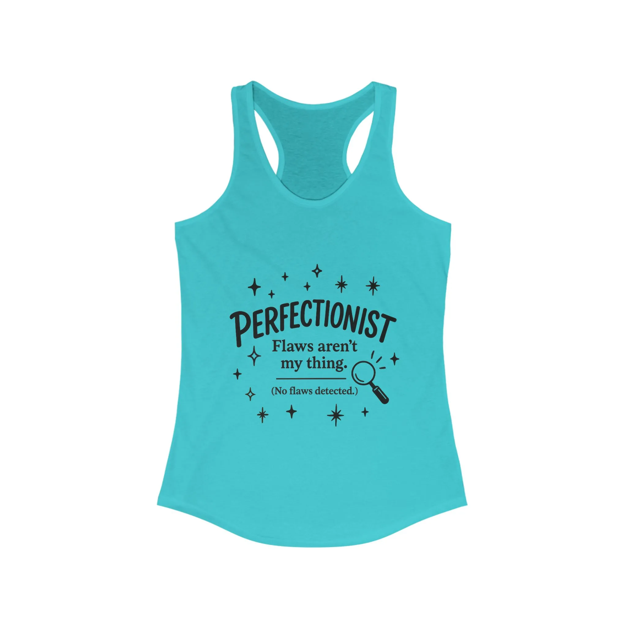Funny Perfectionist Tank for Women, No Flaws Detected Graphic Tee, Minimalist Humor Shirt, Gift for OCD, Flawless Queen Top - Image 9