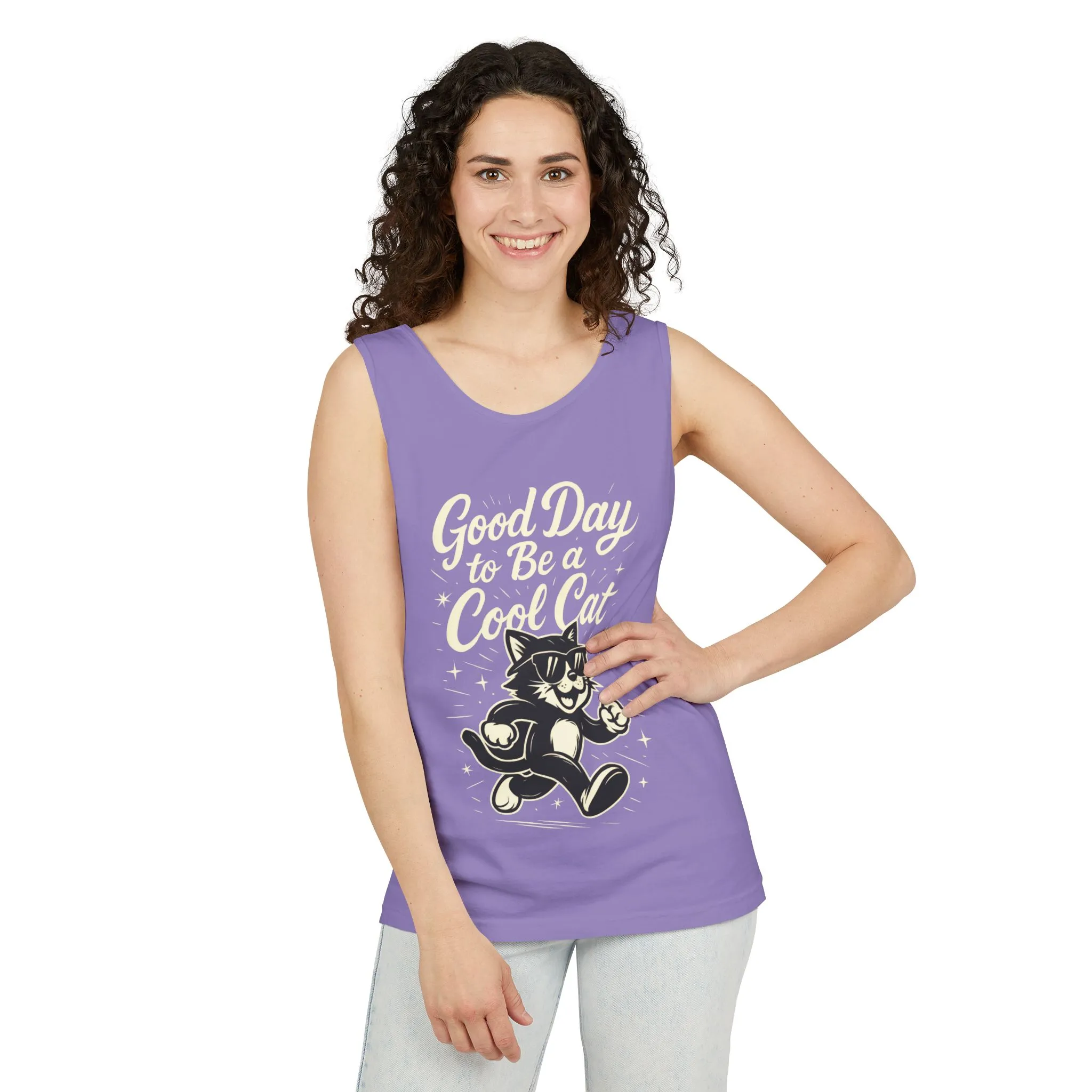 Cool Cat Womens Tank Top - Good Day to Be a Cool Cat Retro Kitty Sleeveless Shirt - Funny Summer Top, Gift for Cat Lovers - Image 14