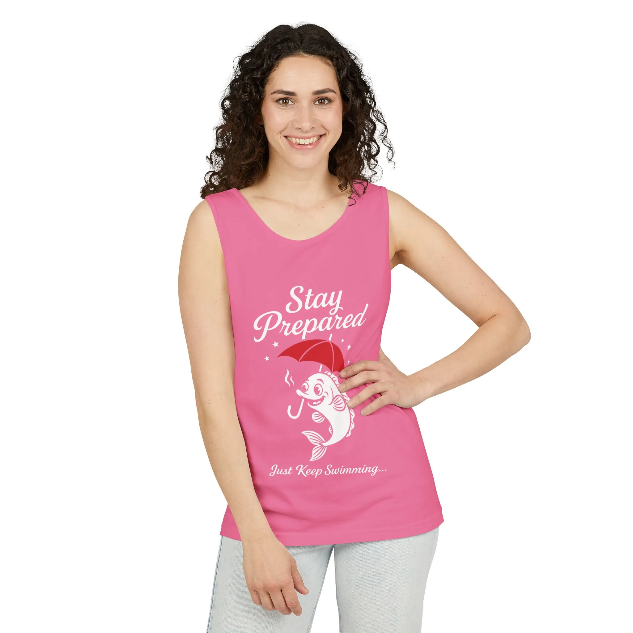 Stay Prepared Fish Womens Tank Top - Funny Just Keep Swimming Sleeveless Shirt - Cute Nautical Summer Top, Beachwear, Pool Party Must-Have - Image 14