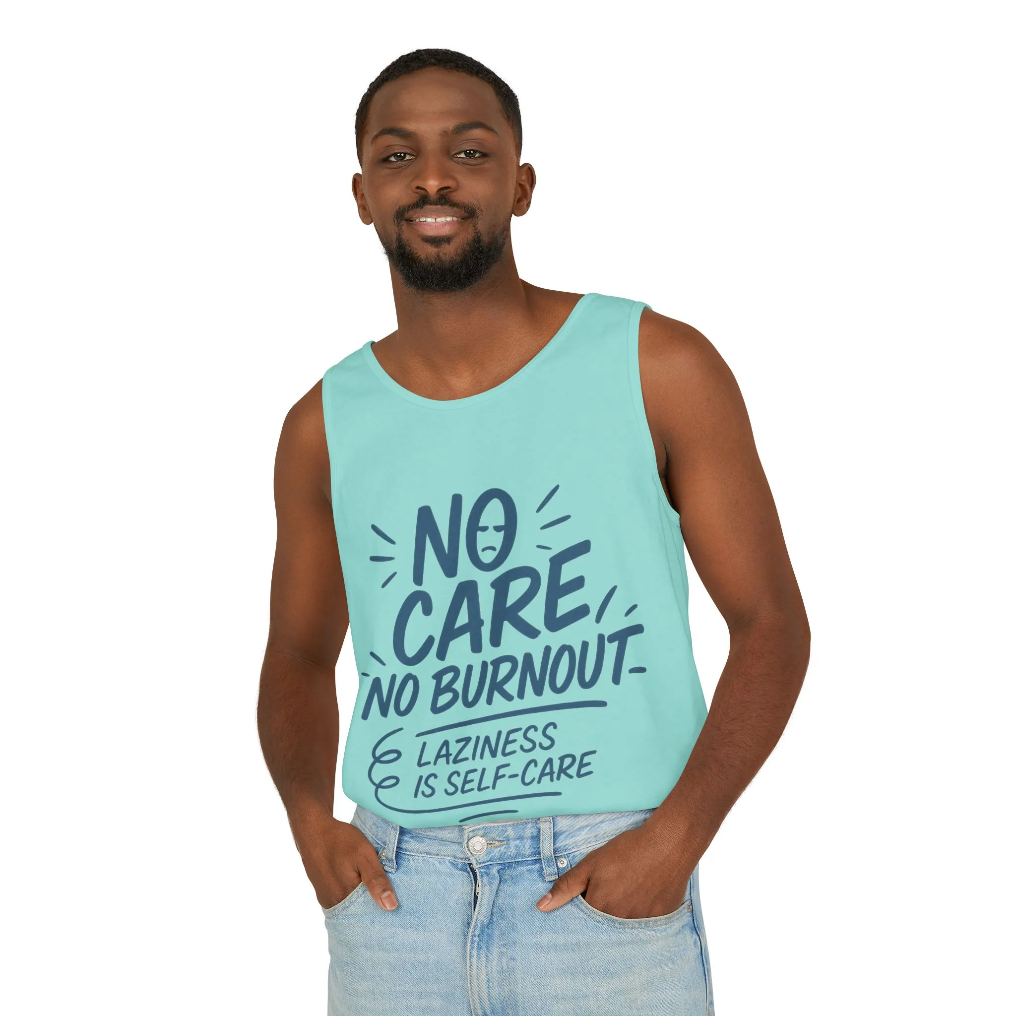 Mens Lazy Life Tank Top, No Care No Burnout Funny Quote, Workout Gym Sleeveless Shirt, Humor Gift for Him, Gift for Mental Health Awareness - Image 39