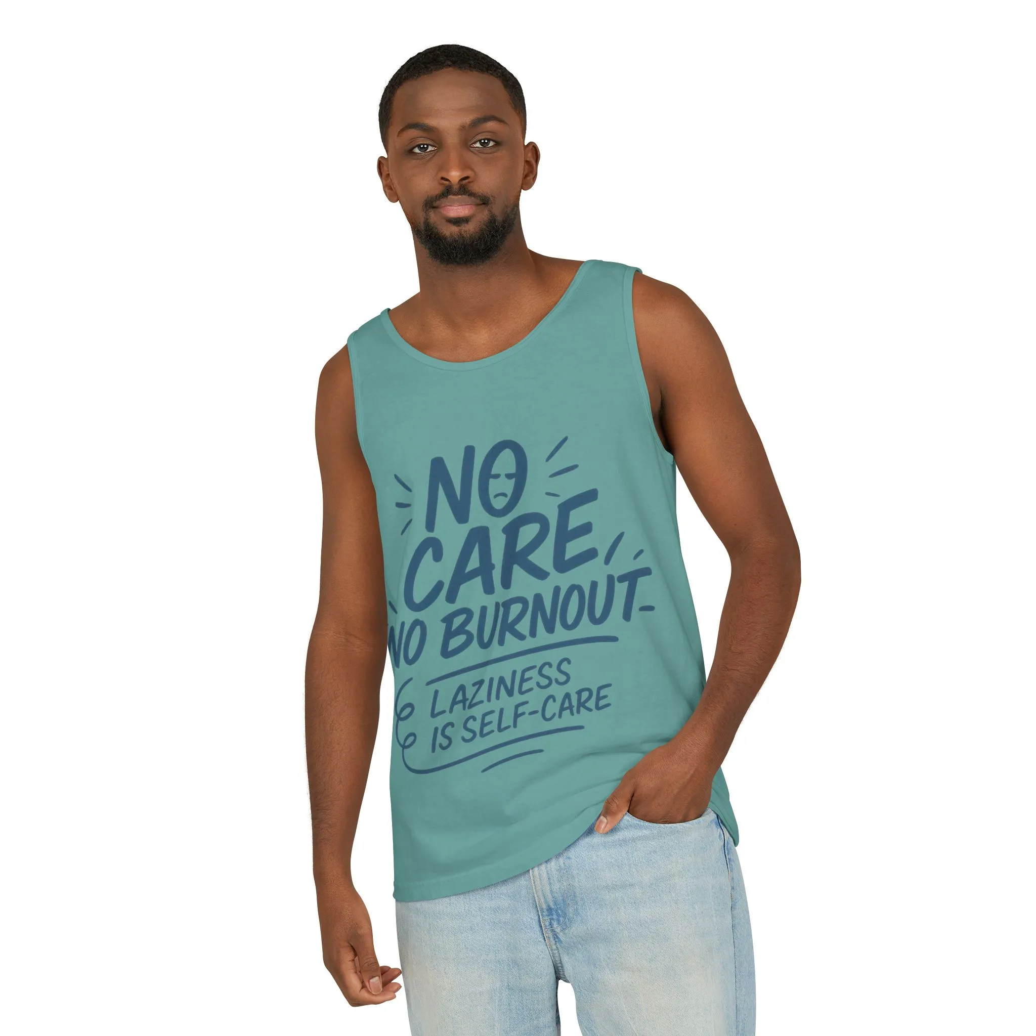 Mens Lazy Life Tank Top, No Care No Burnout Funny Quote, Workout Gym Sleeveless Shirt, Humor Gift for Him, Gift for Mental Health Awareness - Image 14